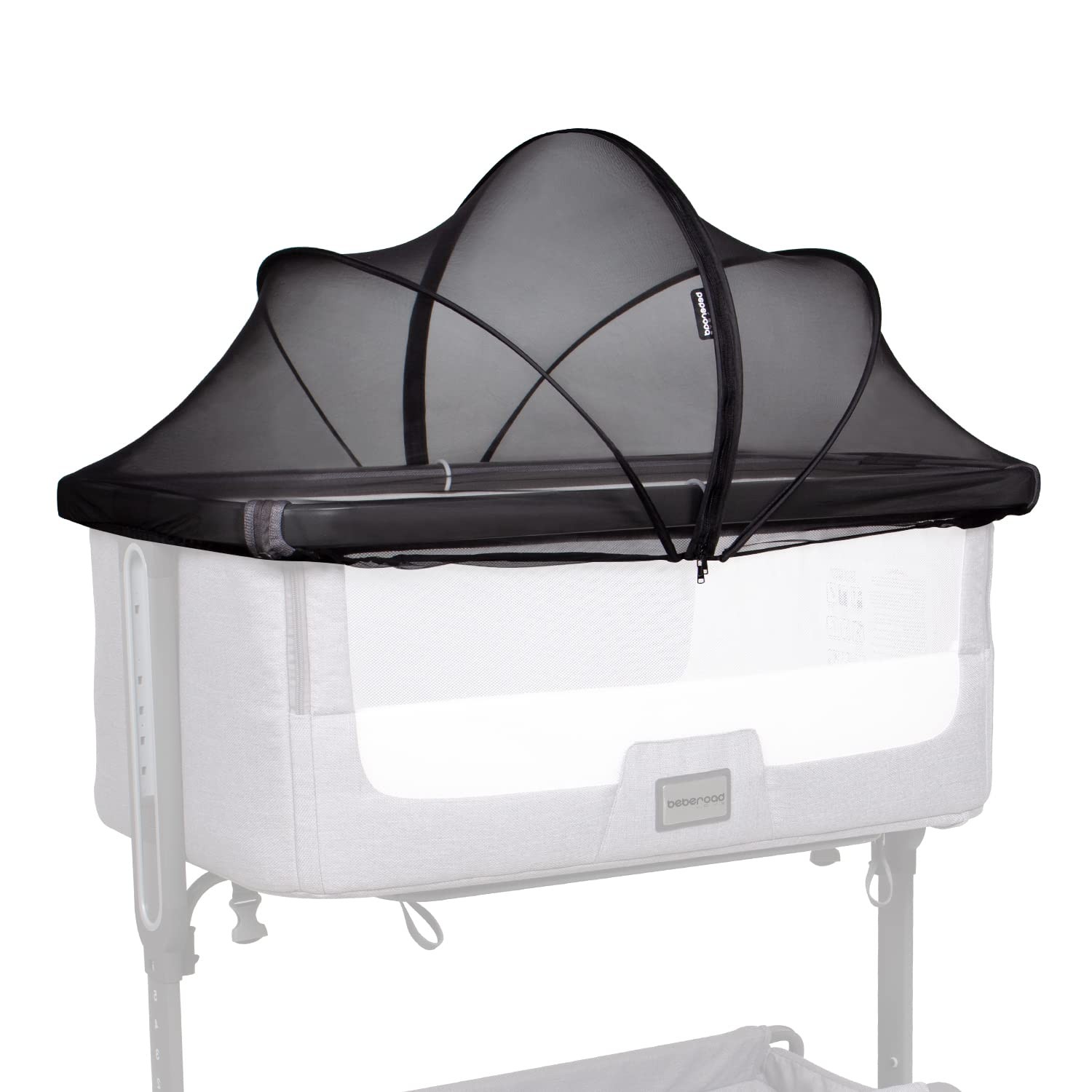 Beberoad Bassinet Mosquito Net Cover White Breathable Mesh 2-Way Zipper for Crib