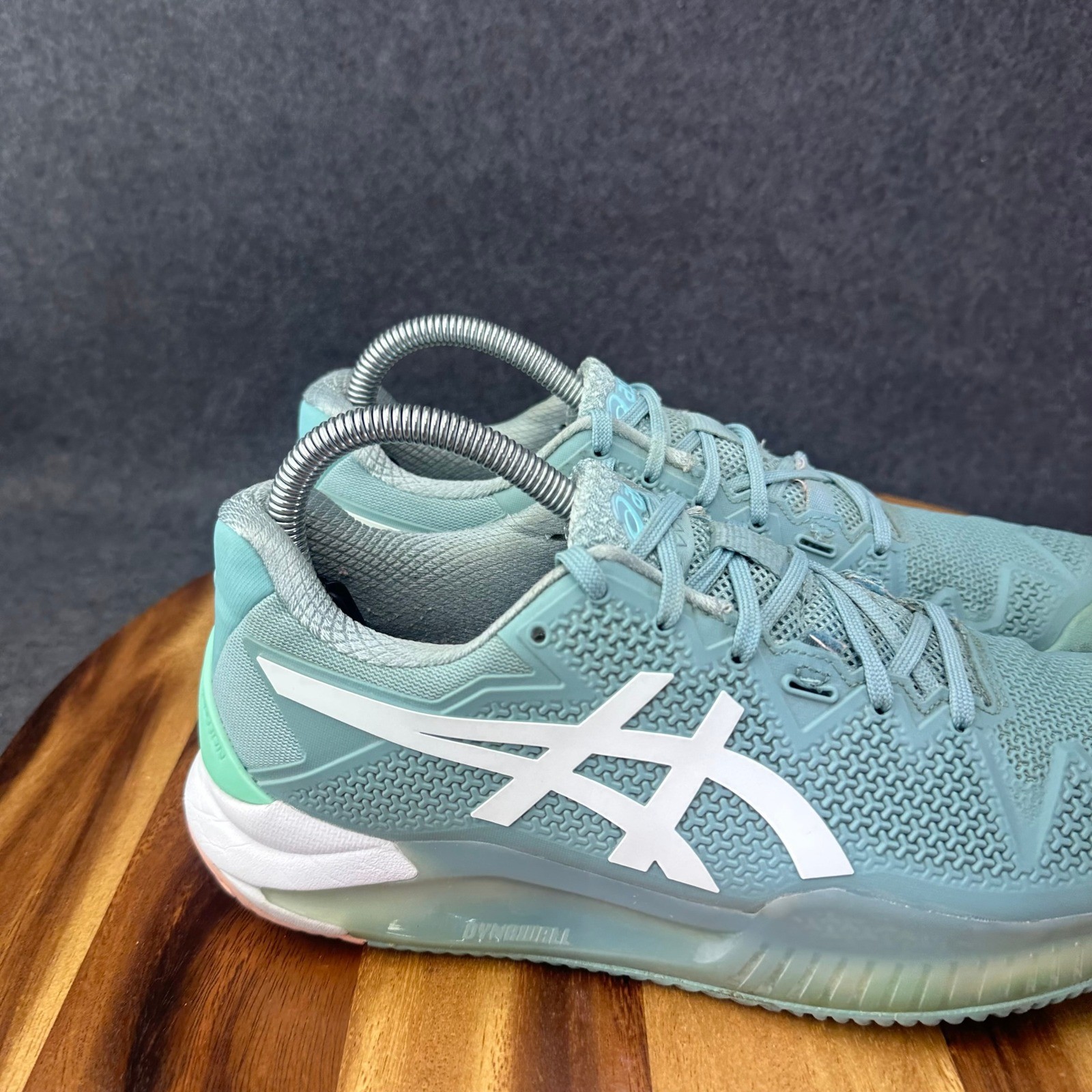 Asics Gel-Resolution 8 Clay Womens Tennis Shoes Green 1042A072 Sneakers Sz 8.5