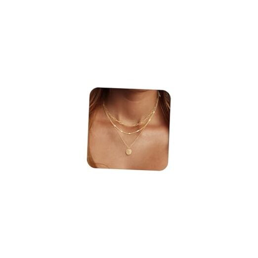 Gold Layered Necklaces for Women, 14K Gold Plated Dainty Layered Necklace /1