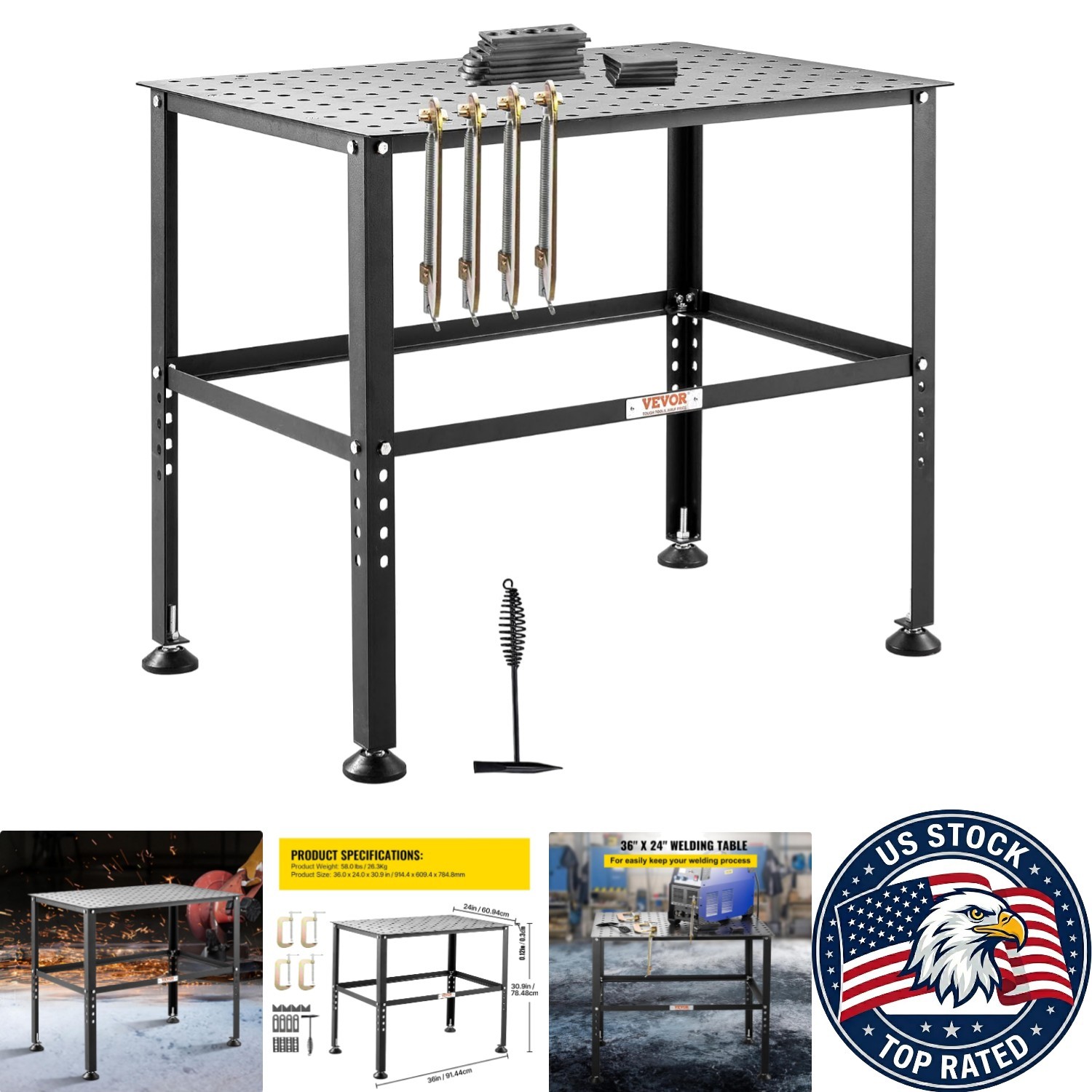 Professional Welding Workbench 36" x 24" - Heavy-Duty, Carbon Steel Design