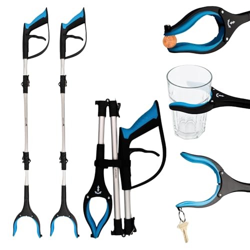 LIFE WORKS Reacher Grabber Tool, 360° Rotating Head, 4.5” Jaw Opening, 2