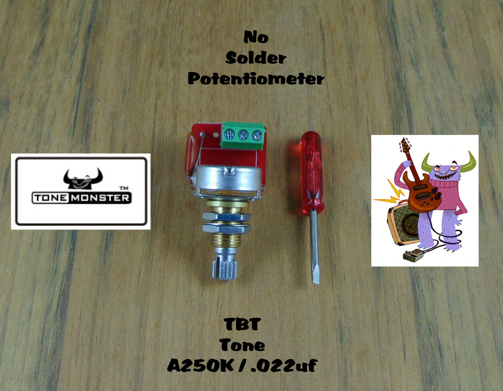 TONE MONSTER NO SOLDER TBT Tone Potentiometer 250K .022uf Capacitor Guitar Bass