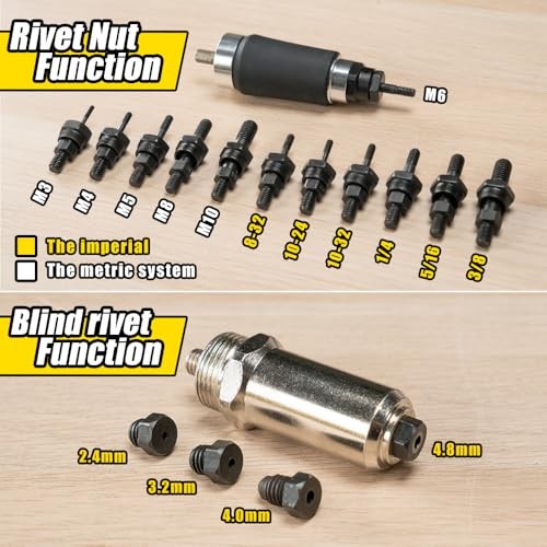 Rivet Nut Tool, Electric Drill Adapter Rivet & Rivet nut Two Functions Rivnut