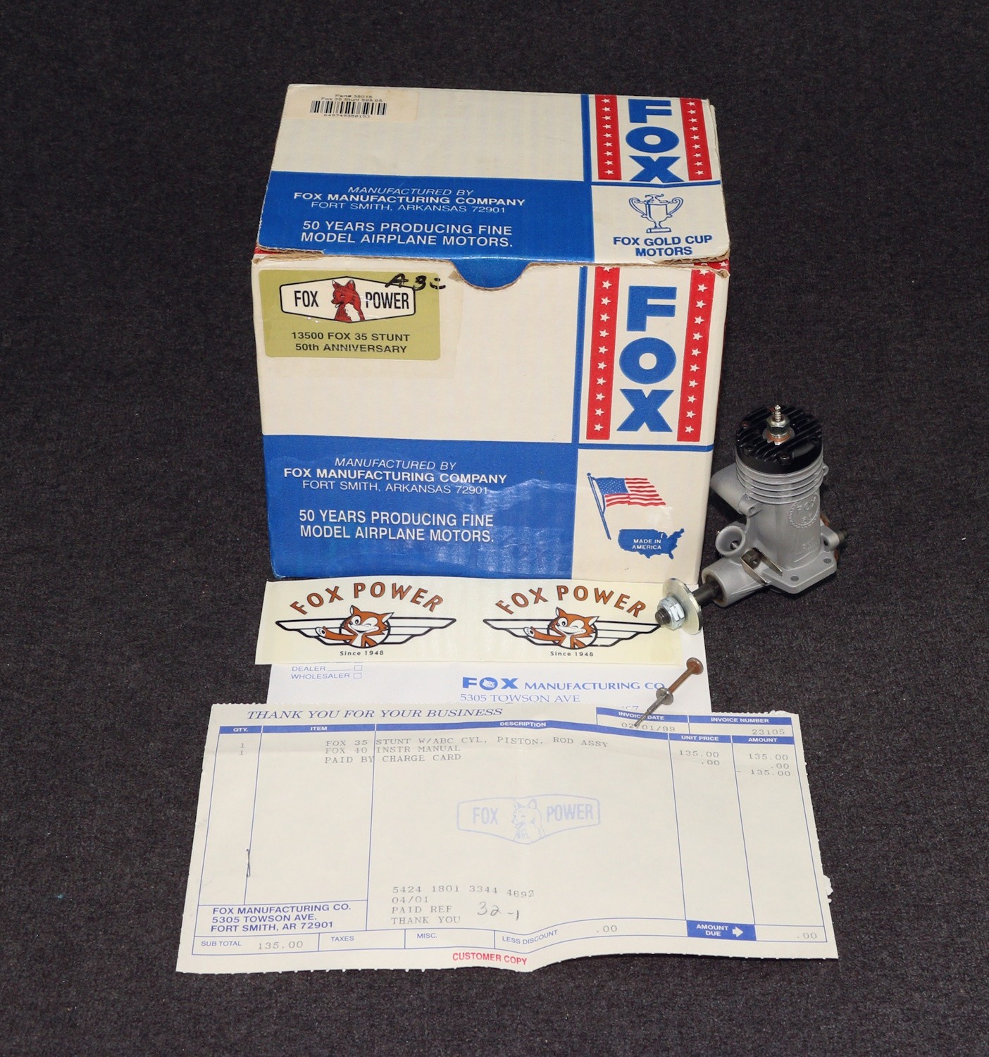 Fox 35 Stunt 50th Engine ABC Factory Rework By Fox Mfg 1999 #35015