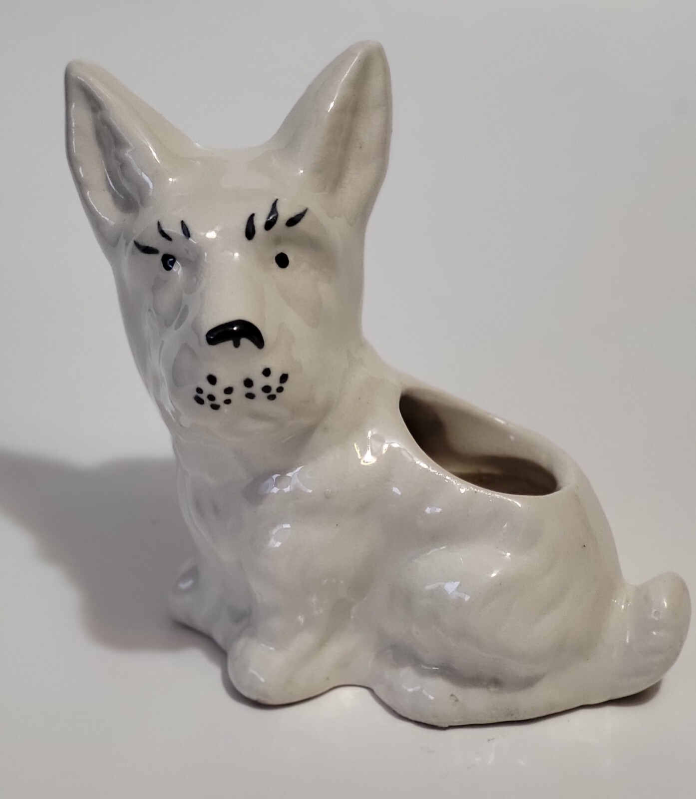 Vintage McM Kitschy White Ceramic Scottie Dog Planter 