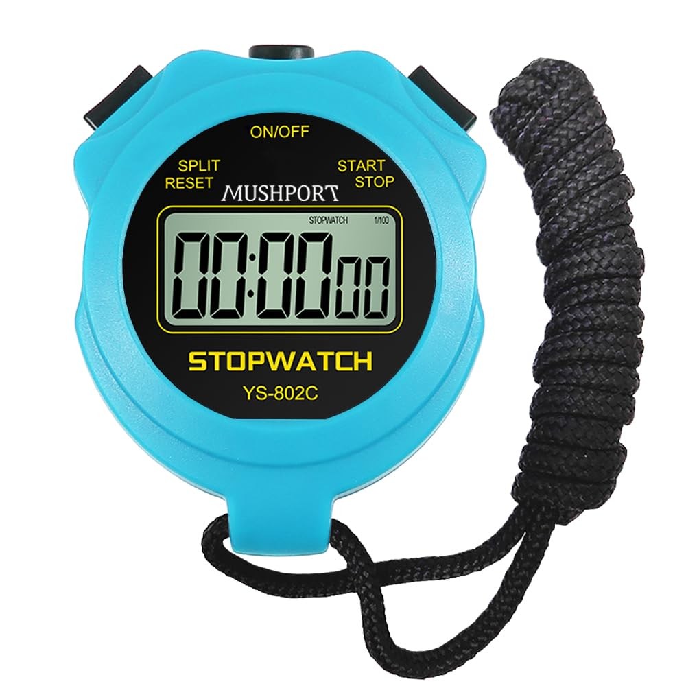 MUSHPORT Stopwatch Timer Only Mode, ON/Off Silent One Size, Blue