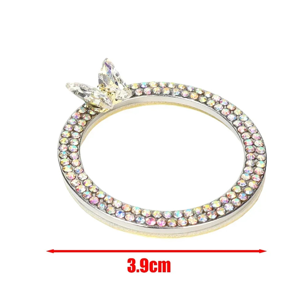 Car Ignition Ring with Rhinestone Butterfly Engine Start Ring Car Ignition Butto