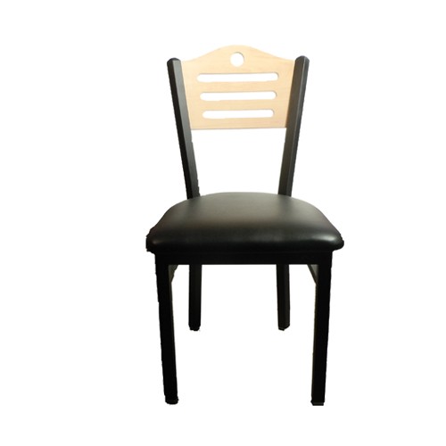 Oak Street Mfg Shoreline Natural Wood Back Chair w/Black Vinyl Seat