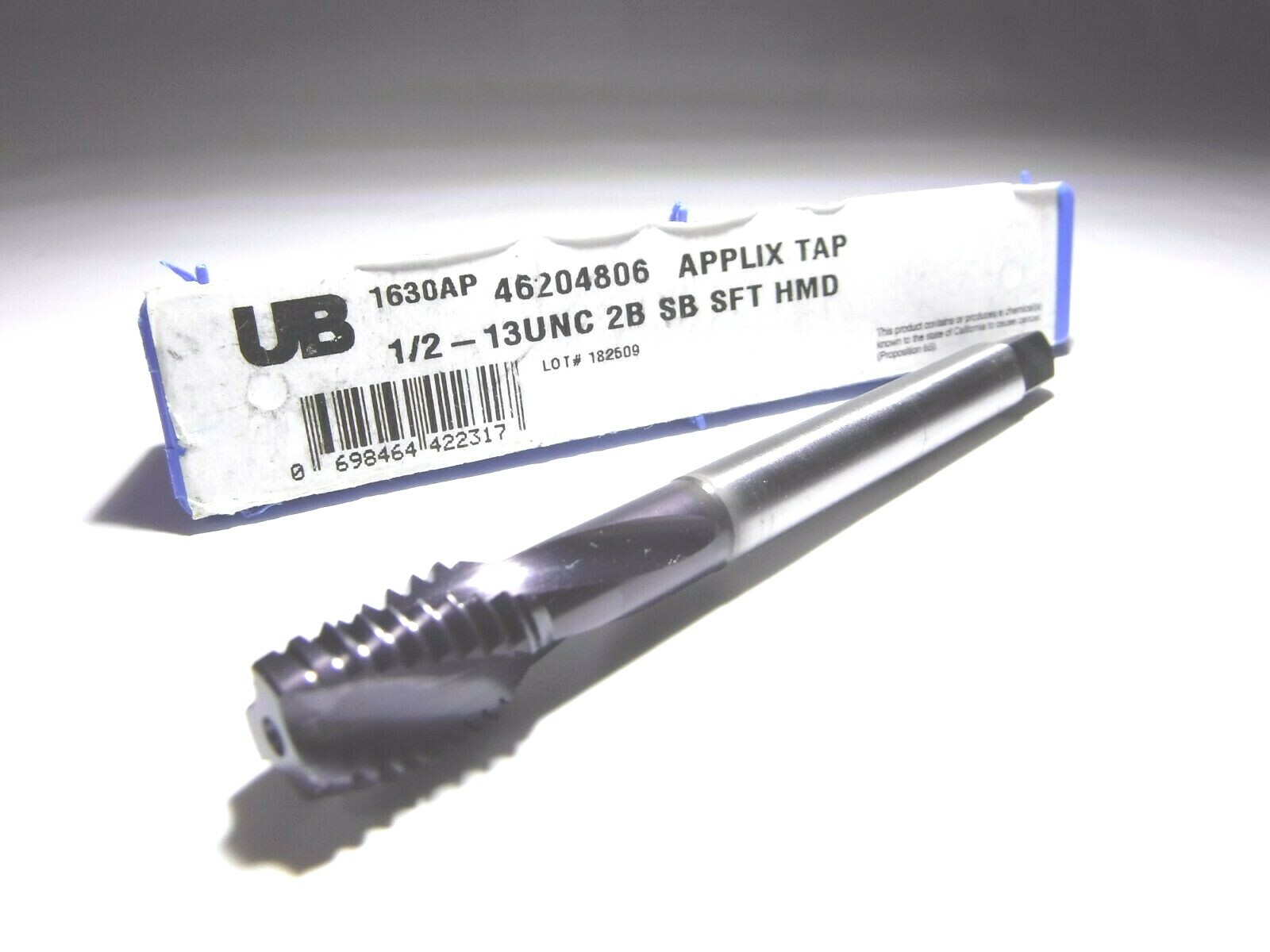 Union Butterfield 46204806 1630AP Spiral Flute Tap Right Hand Cutting, 1/2-13UNC