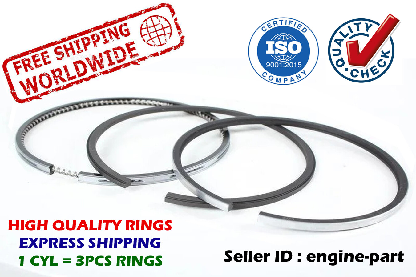 Piston Rings Set 4.00" STD Fits For Chevy 350 5.7 6.0 Vortec Moly 1996-2004