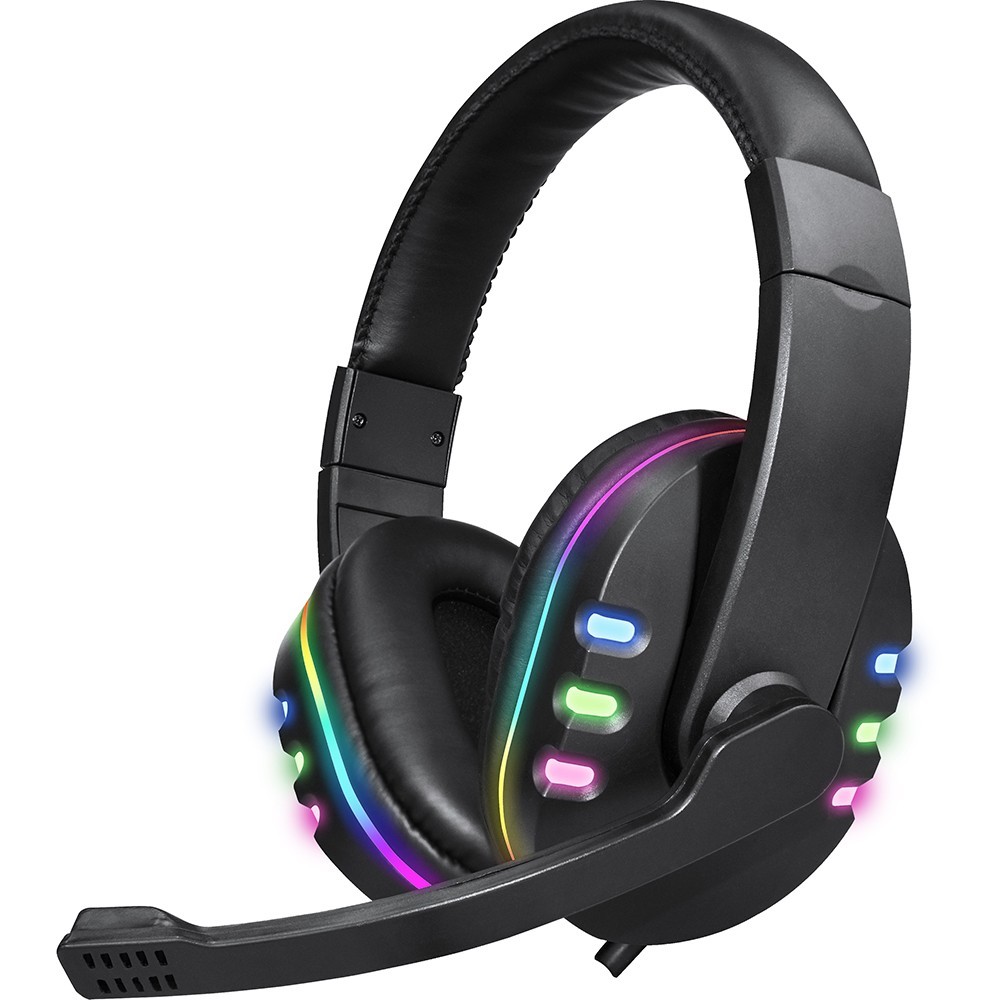 Bytech Light Up Gaming Headset with Mic RGB Wired 3.5mm Black BYGABO001BK
