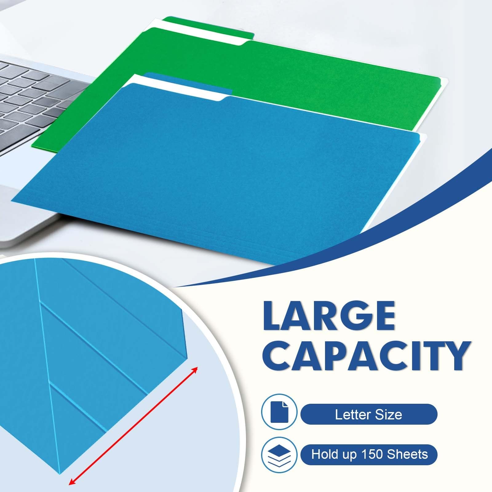 File Folder, PANDRI 30 Pack Colored File Folder, 1/3 Cut Tabs, Letter Size, A...