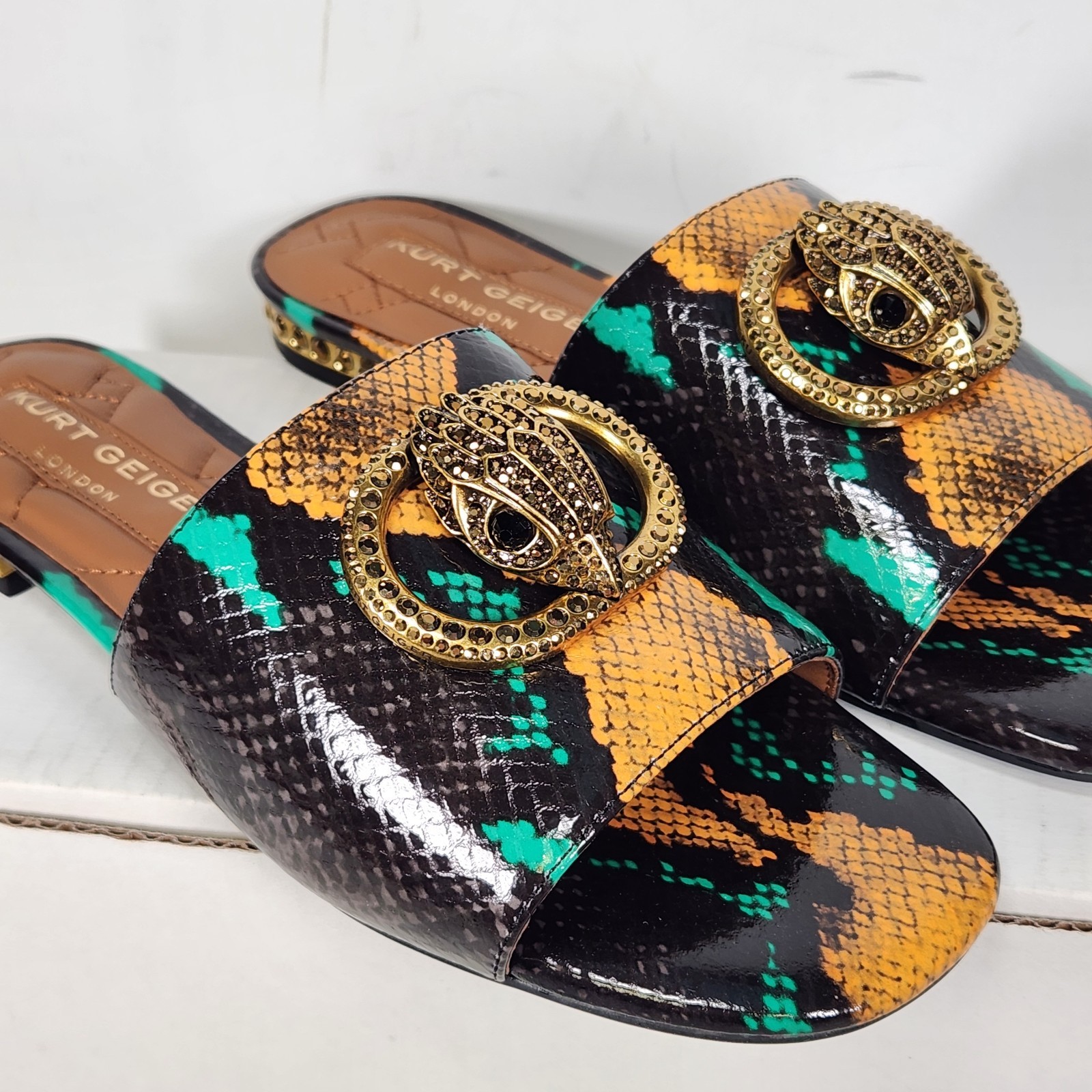 Size 9.5 - Kurt Geiger Chelsea Flat - Grey LIZARD Multi - LEATHER