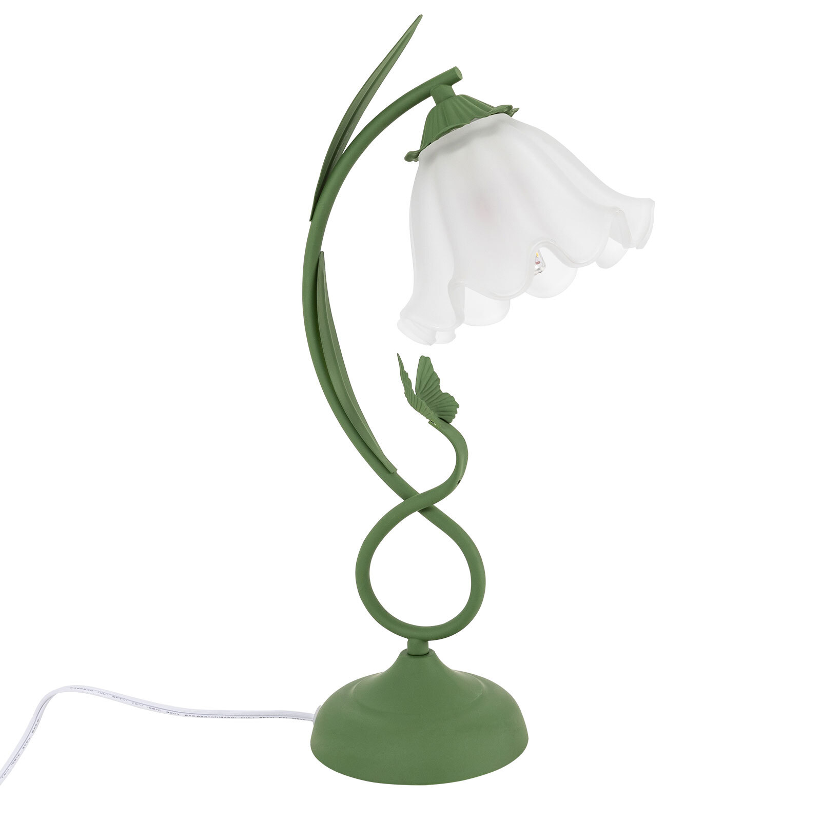 Flower Shape Glass Table Lamp Bedside Desk Light Fixture Green Reading Lamp...