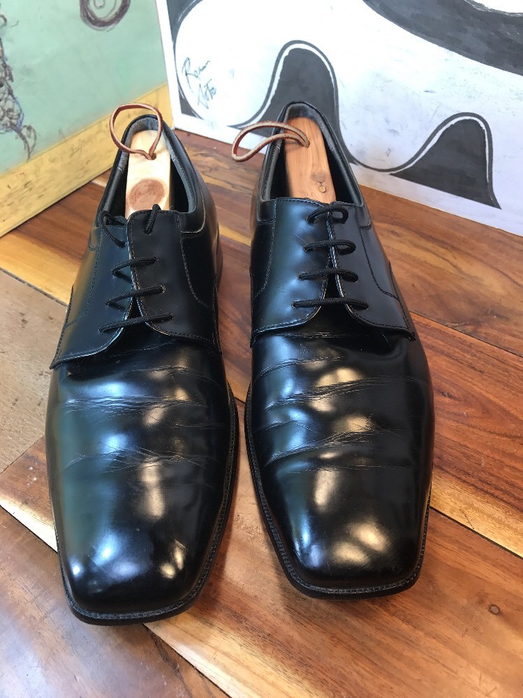 da Vinchi Black Leather Oxfords Men's EURO 44 US 11
