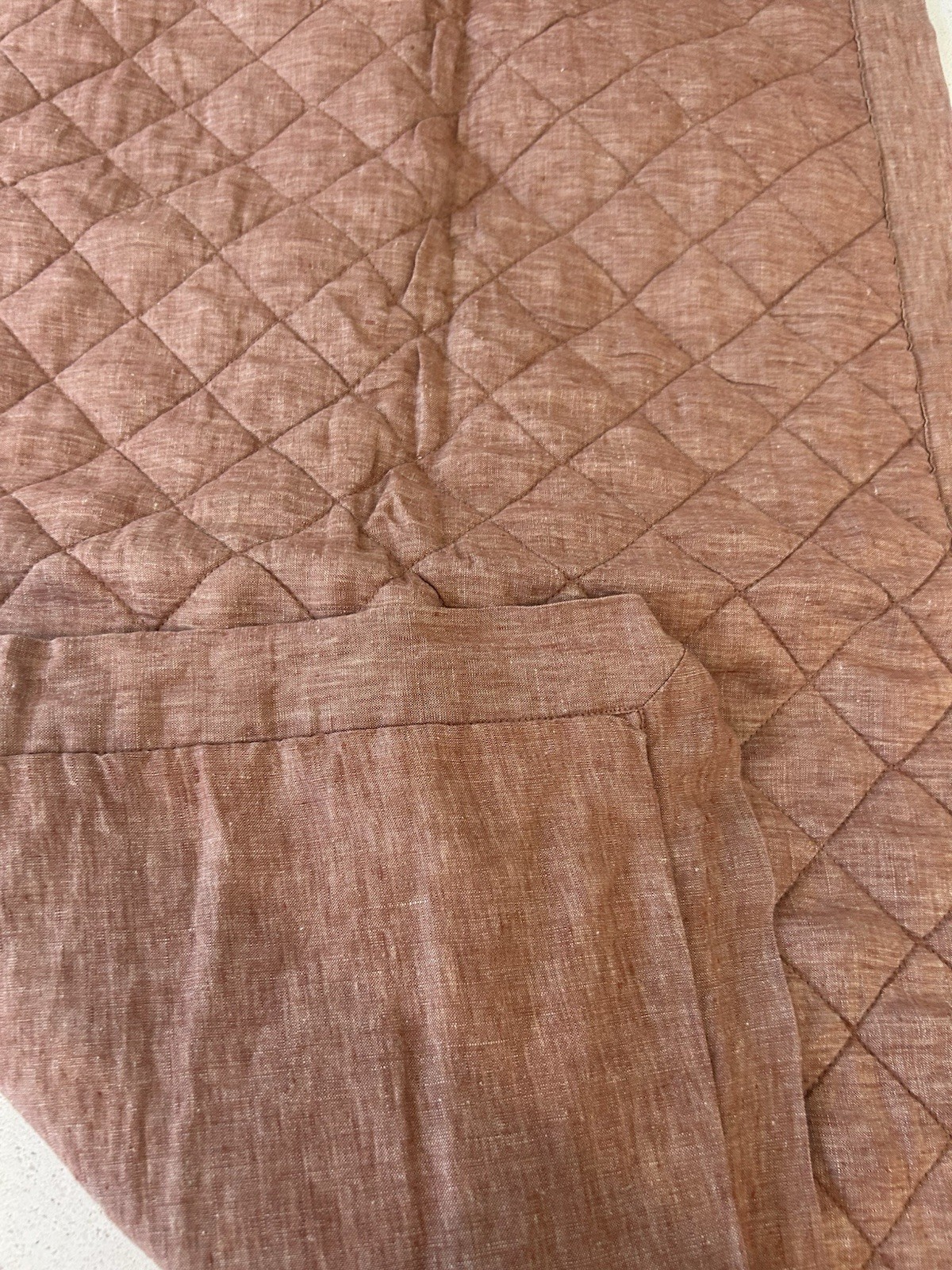 Pottery Barn Belgian Flax Linen Diamond King Pillow Sham Brick