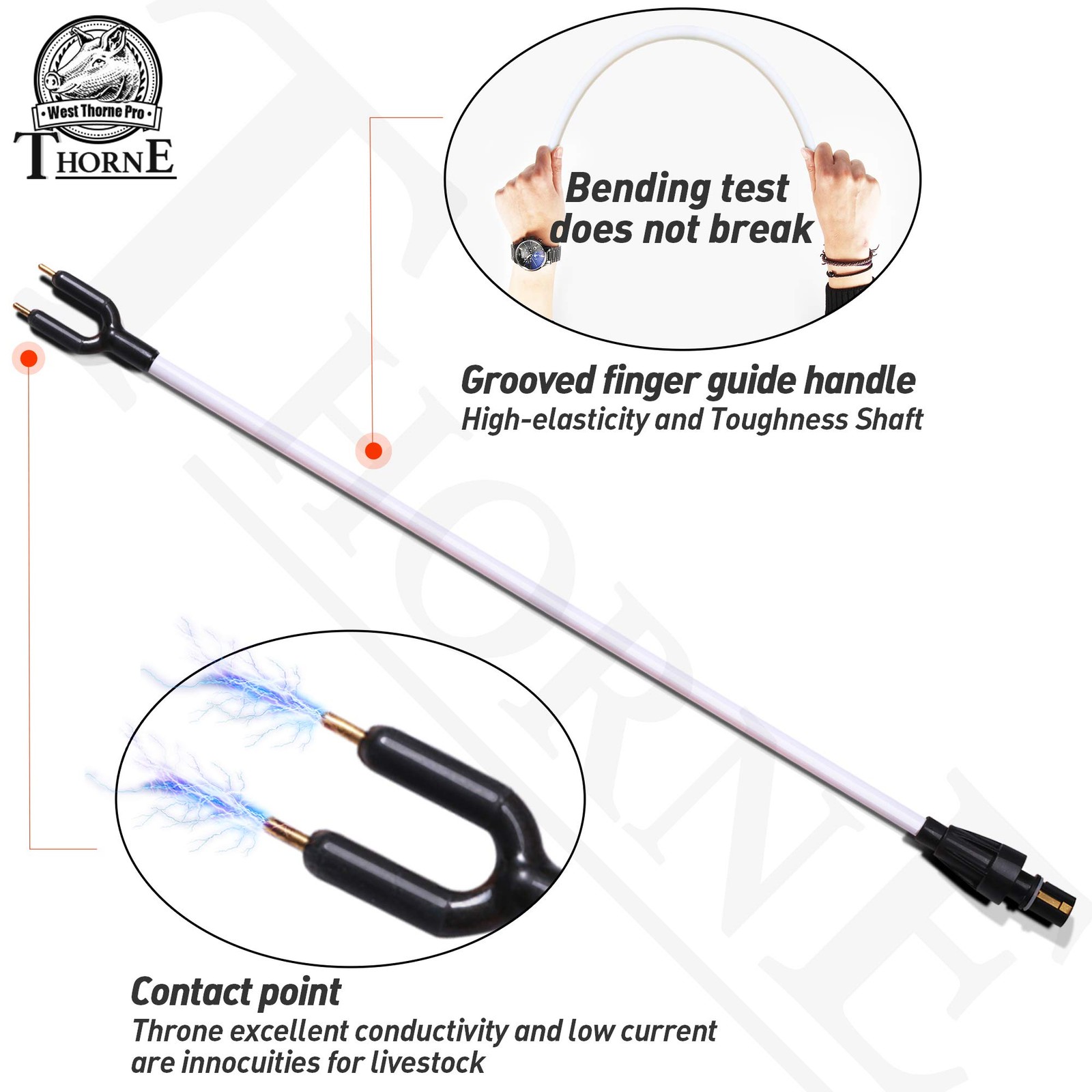 Cattle Prod, Waterproof Cattle Prod Stick with LED Light, Livestock Prod for ...