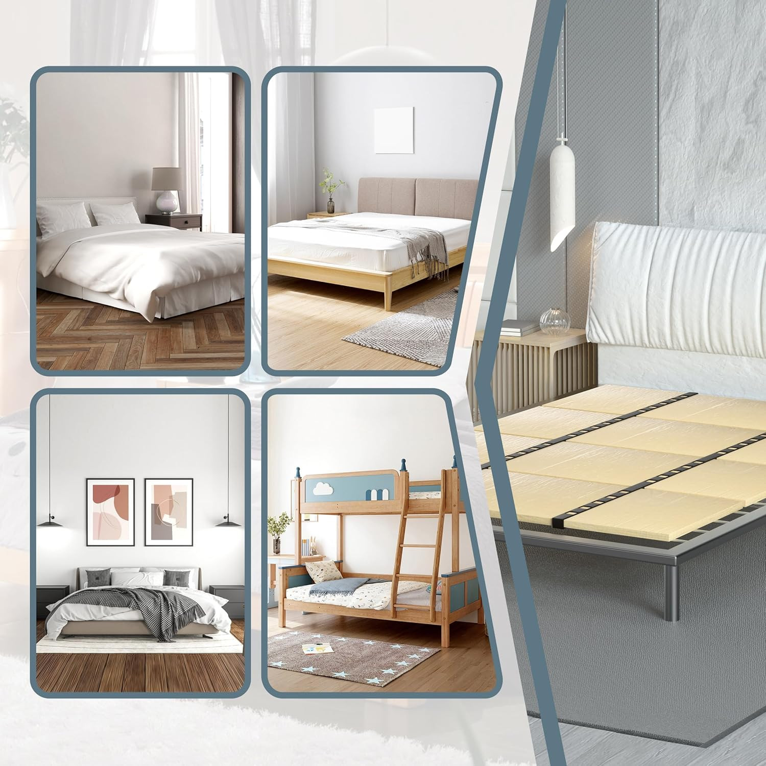 Foldable Box Spring, Bunkie Board, Bed Support Slats Twin 30"X 60"X 0.18" ﻿