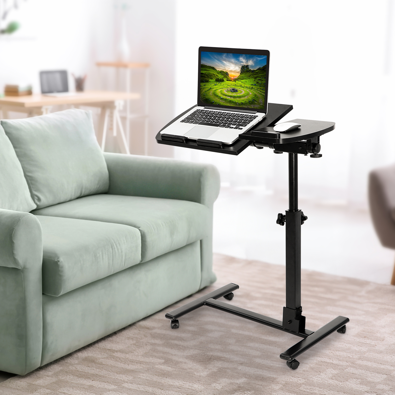 Angle Height Adjustable Rolling Laptop Desk  Notebook Table Stand W/ Casters
