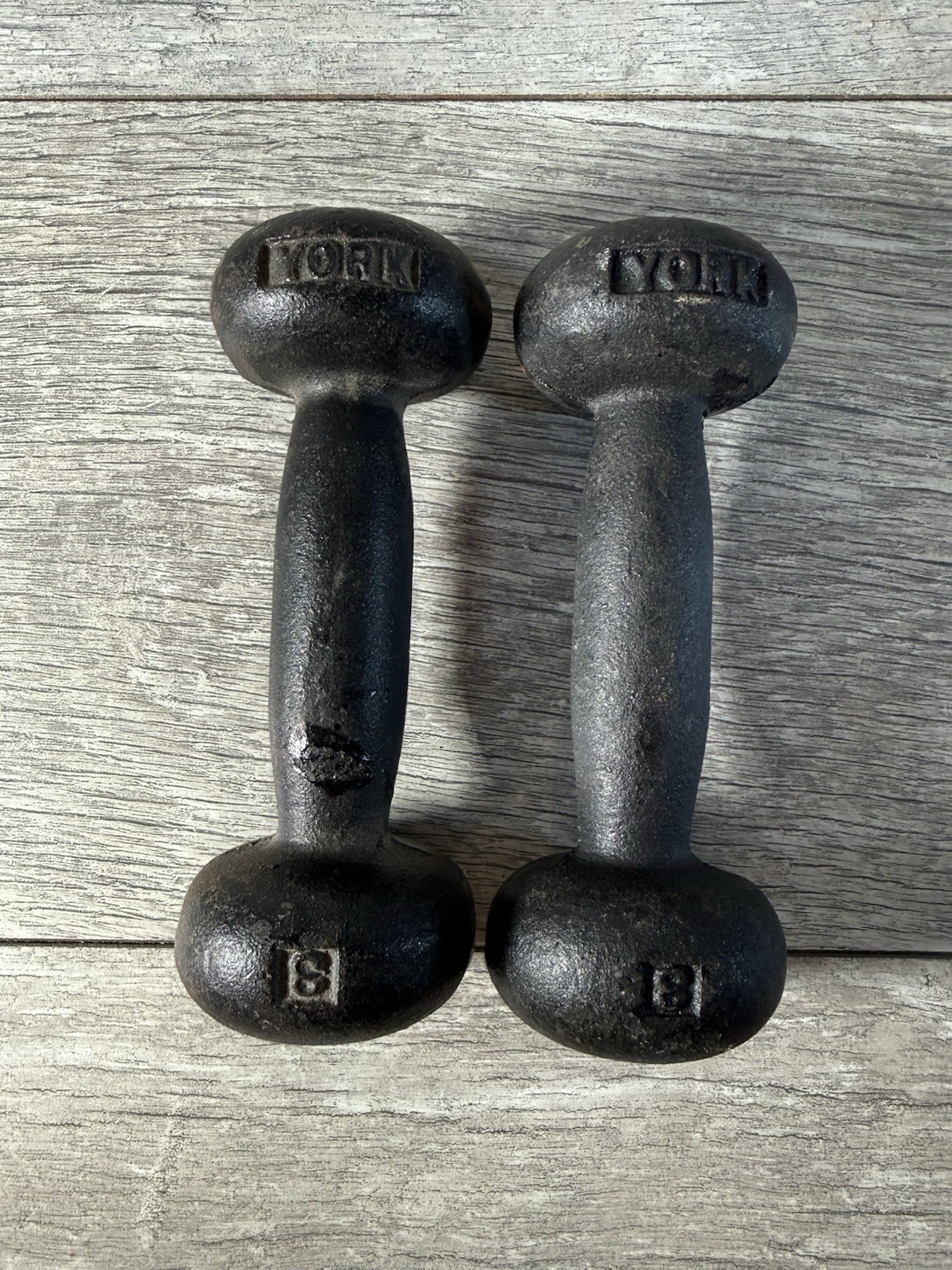 RARE Vintage York 3lb Bun Style Pair Dumbbell