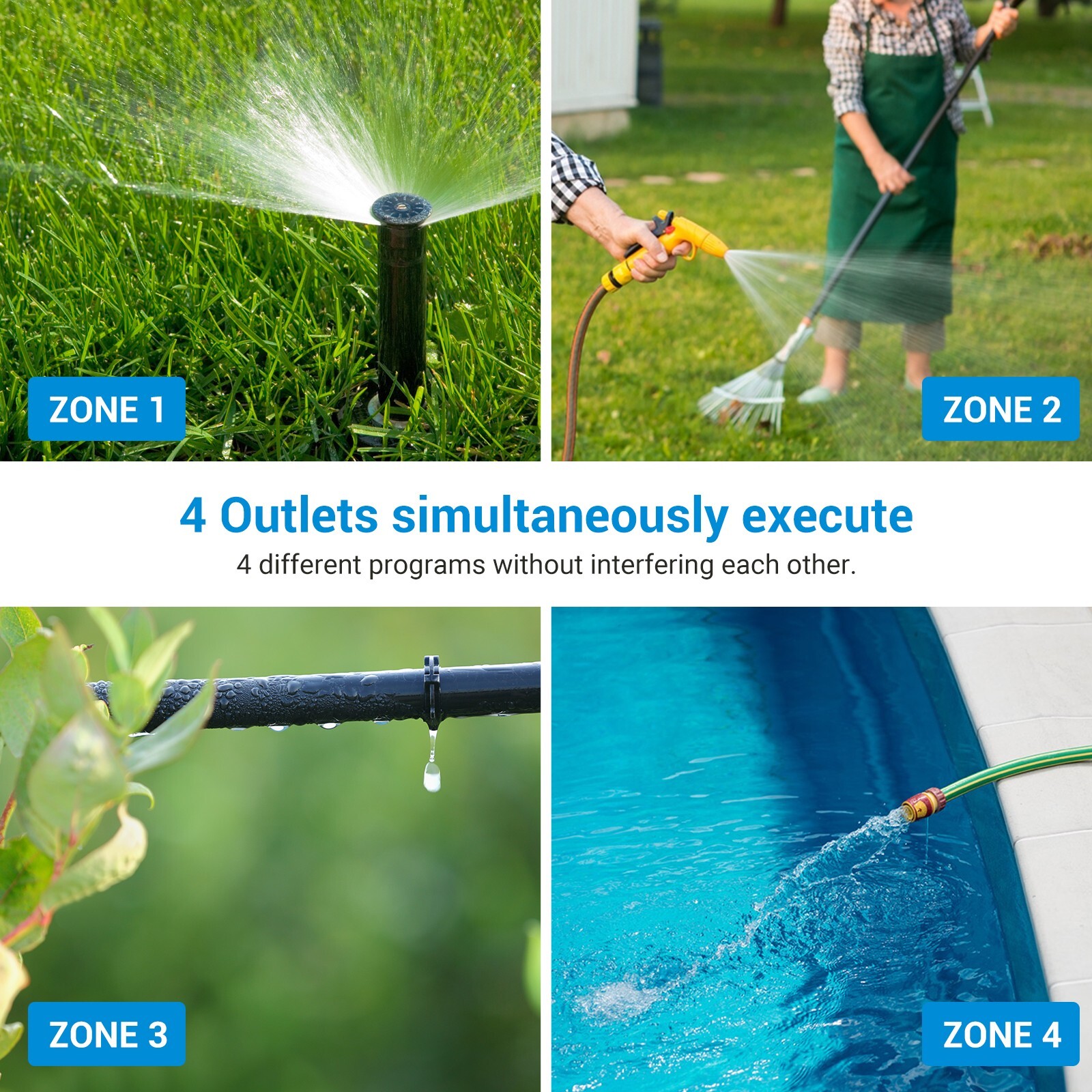 Programmable Water Hose Sprinkler Timer 4 Zone Garden Drip Irrigation Timer