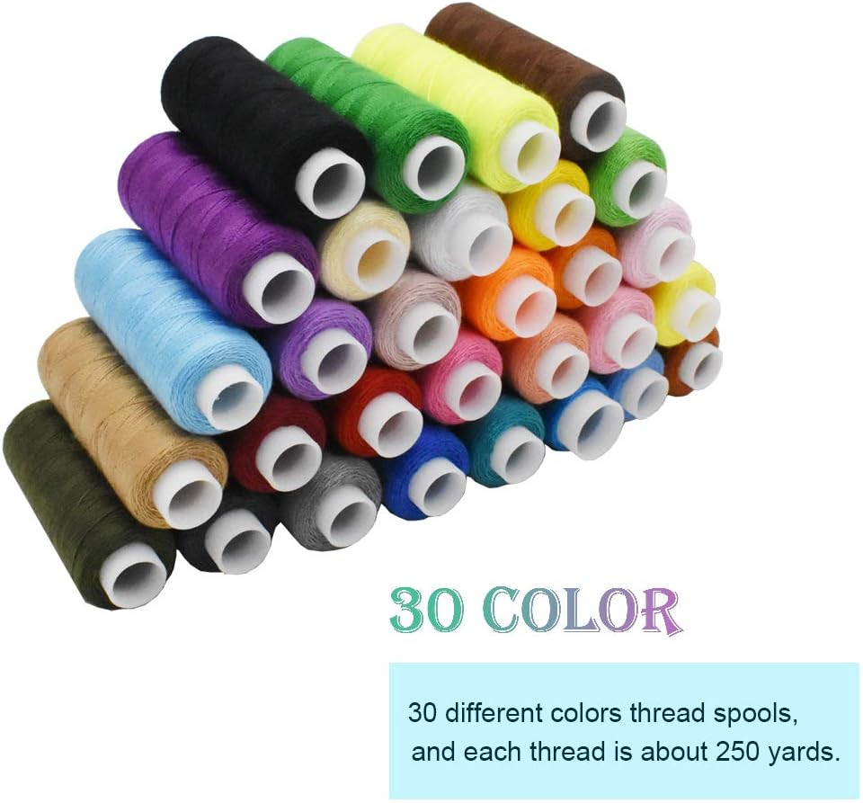 Sewing Threads Kits Polyester 30 Spool 250 Yards Per Spools Hand Machine