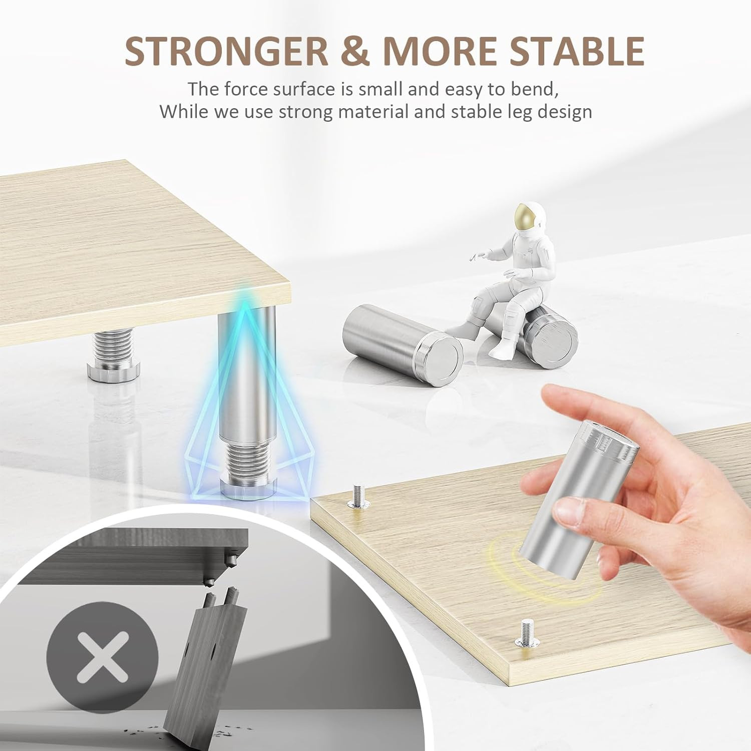 Dual Monitor Riser - Adjustable Length & Angle, Wooden Stand for 2 Monitors with