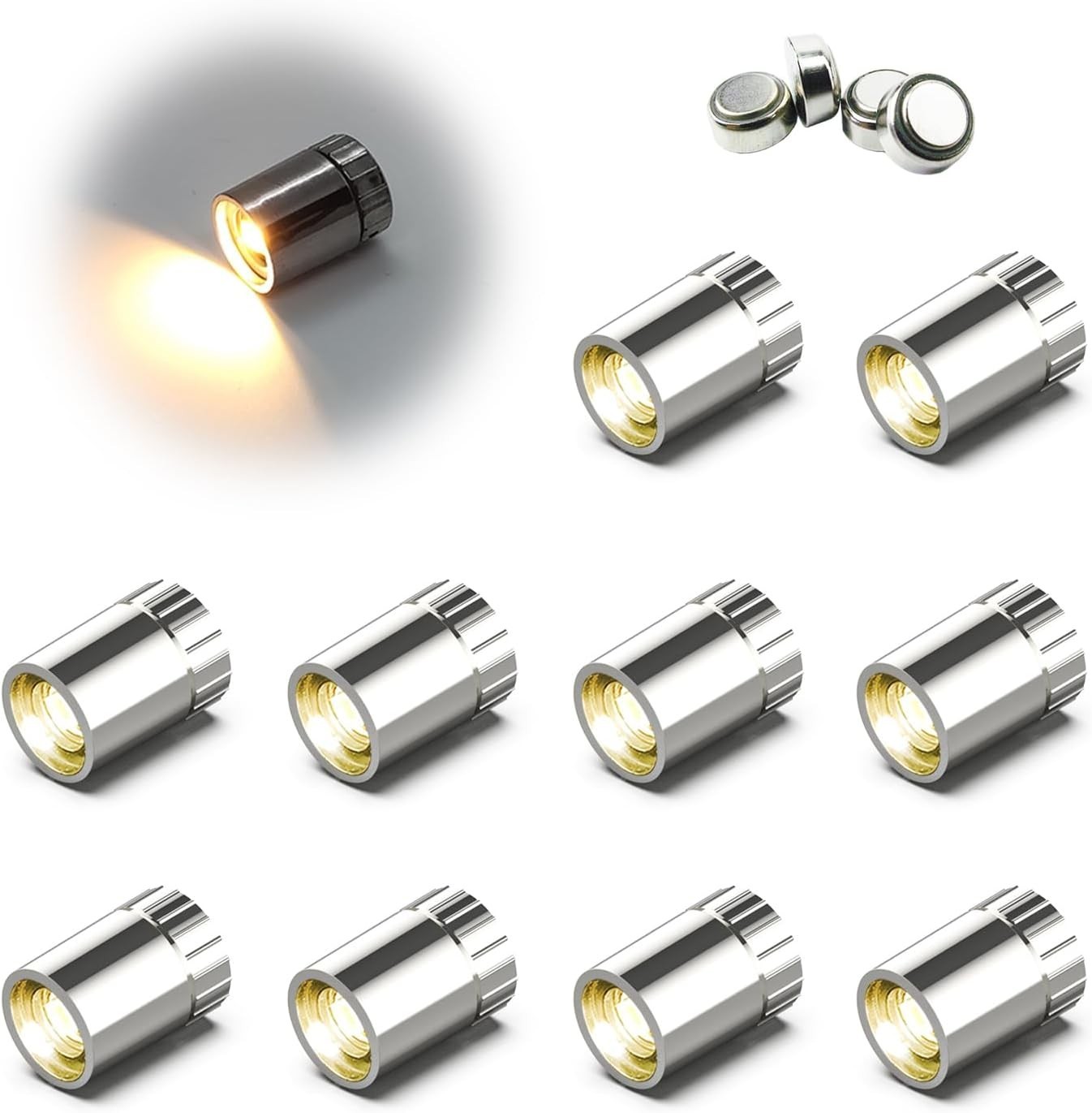 10PCS Mini LED Spot Lights Battery Operated Warm White Tiny Lamp Craft Decor