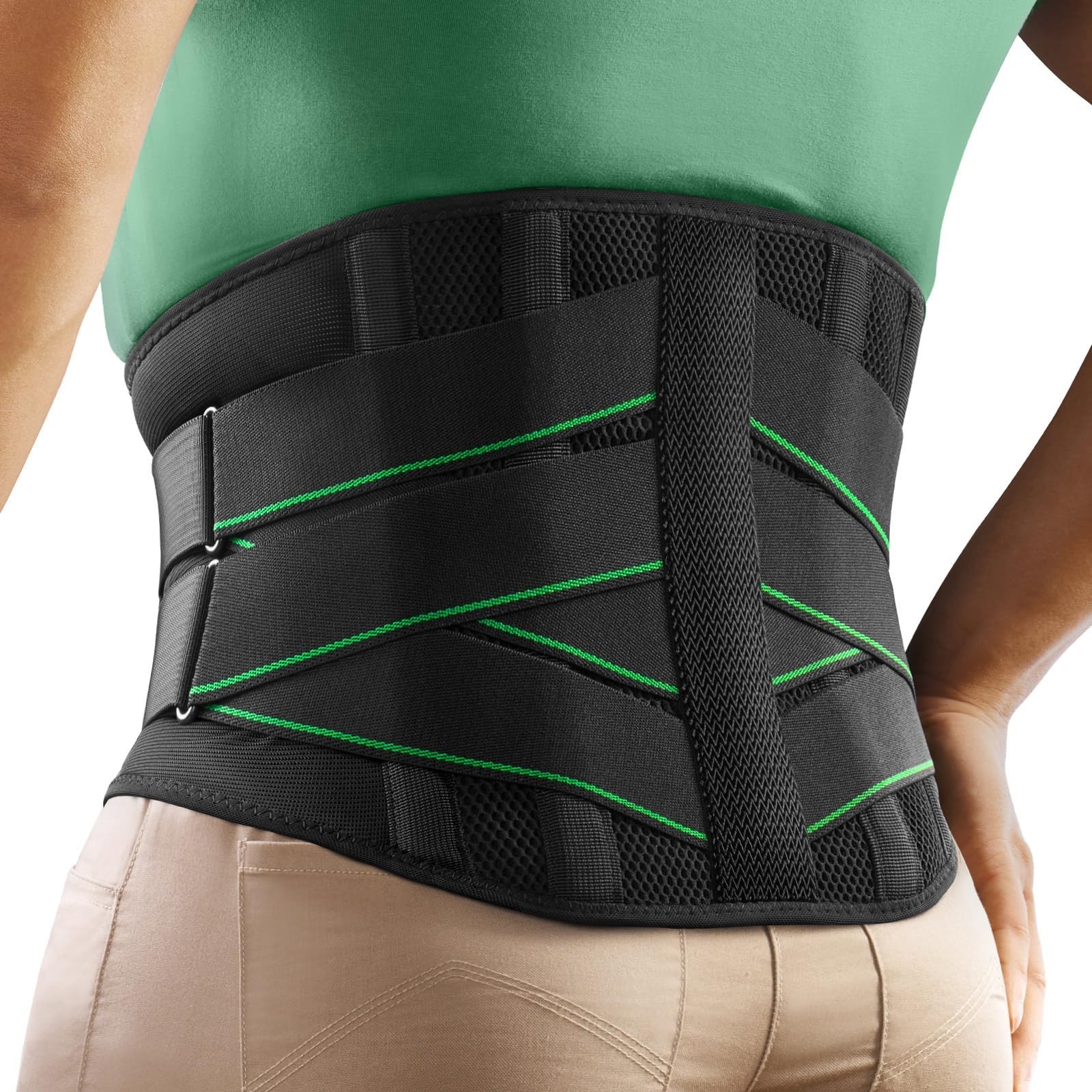 FREETOO Back Brace for Men Lower Back Pain with 7 Metal Stays, for Sciatica, ...