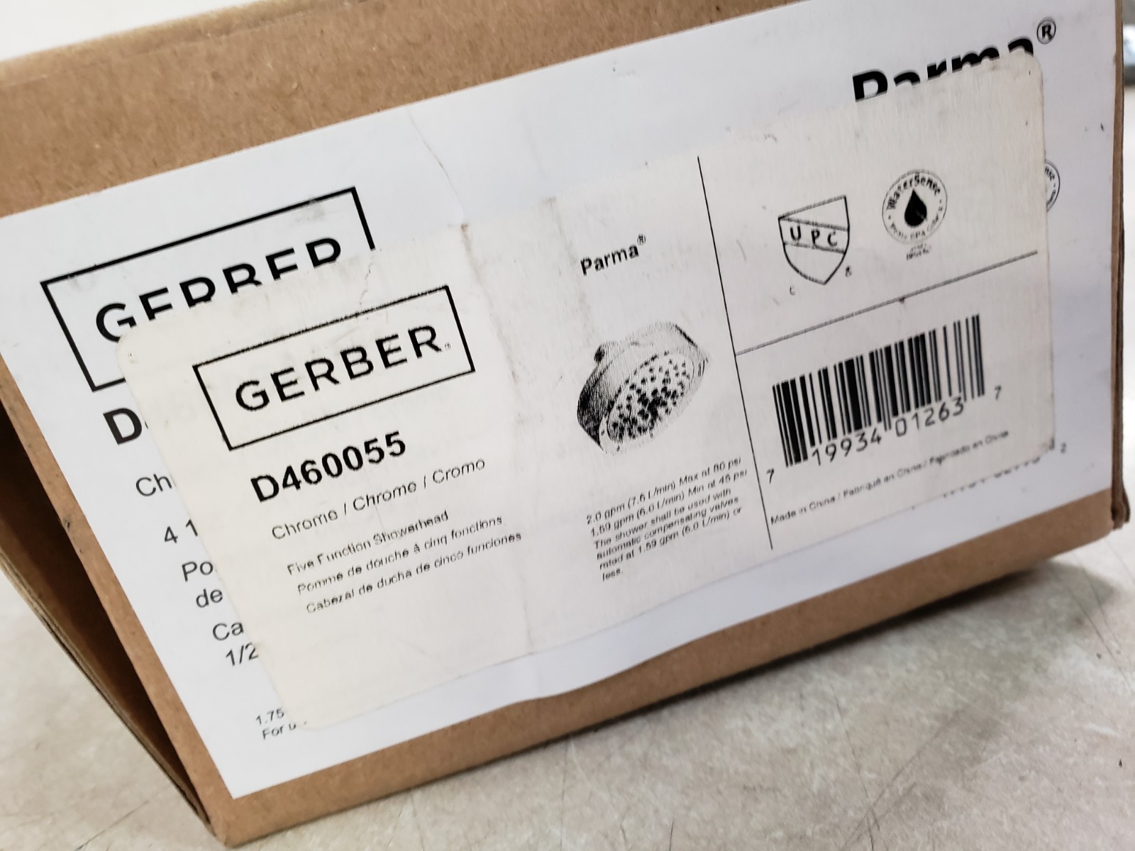 Gerber D460055 Parma 2 GPM Multi Function Shower Head - Chrome