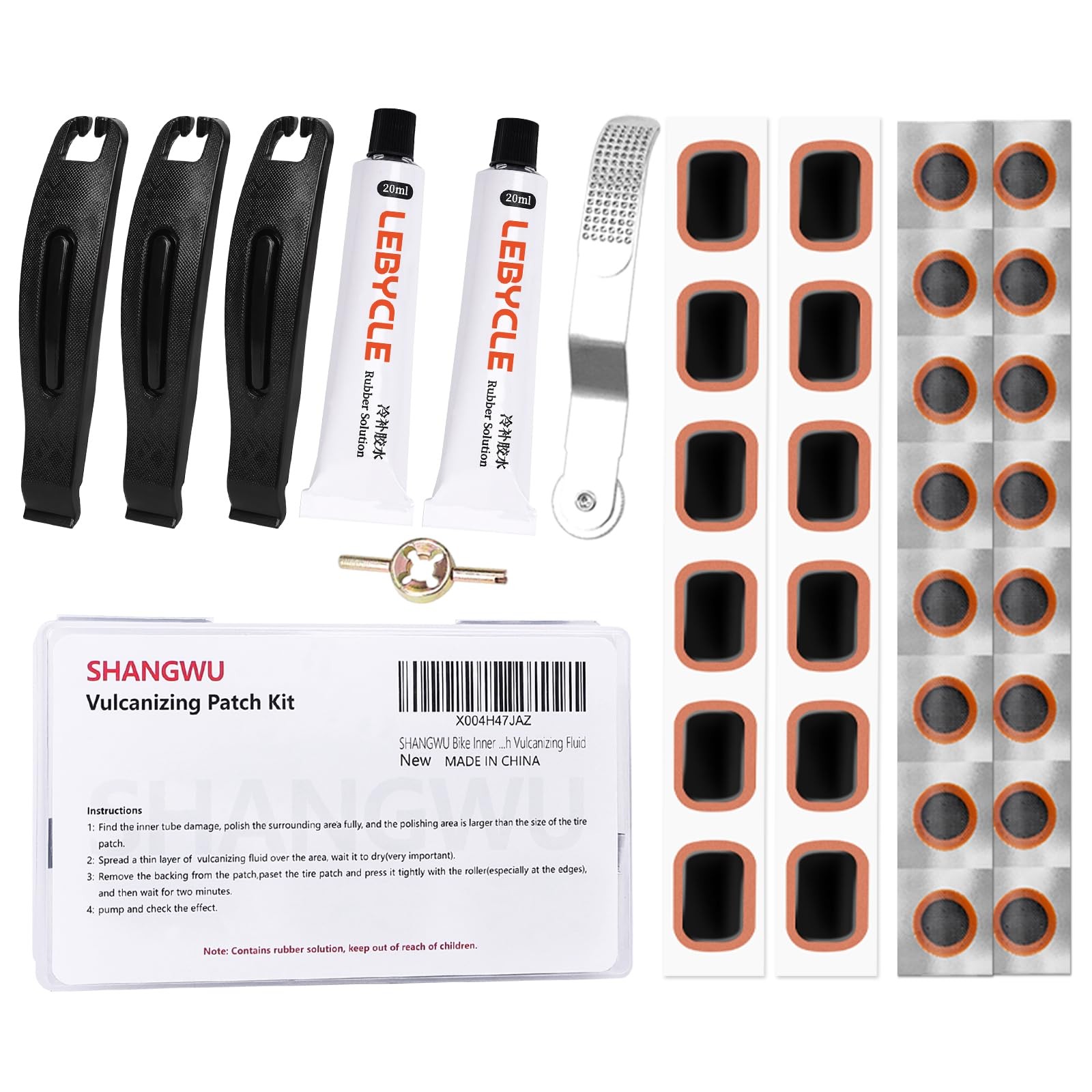 35 PCS Bike Tire Repair Kit, Bicycle Inner Tube Patch Kit with 28 PCS Vulcani...