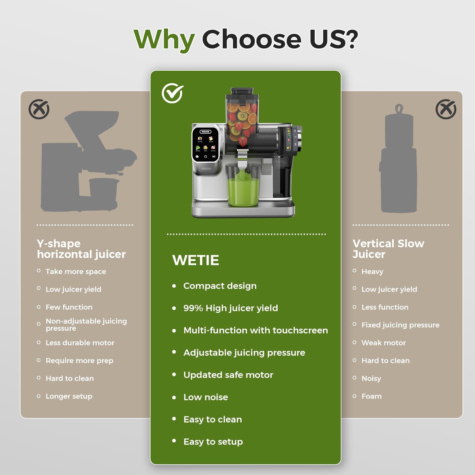 Cold Press Juicer, Powerful Juicer Machines with Adjustable Juicing Pressure,...