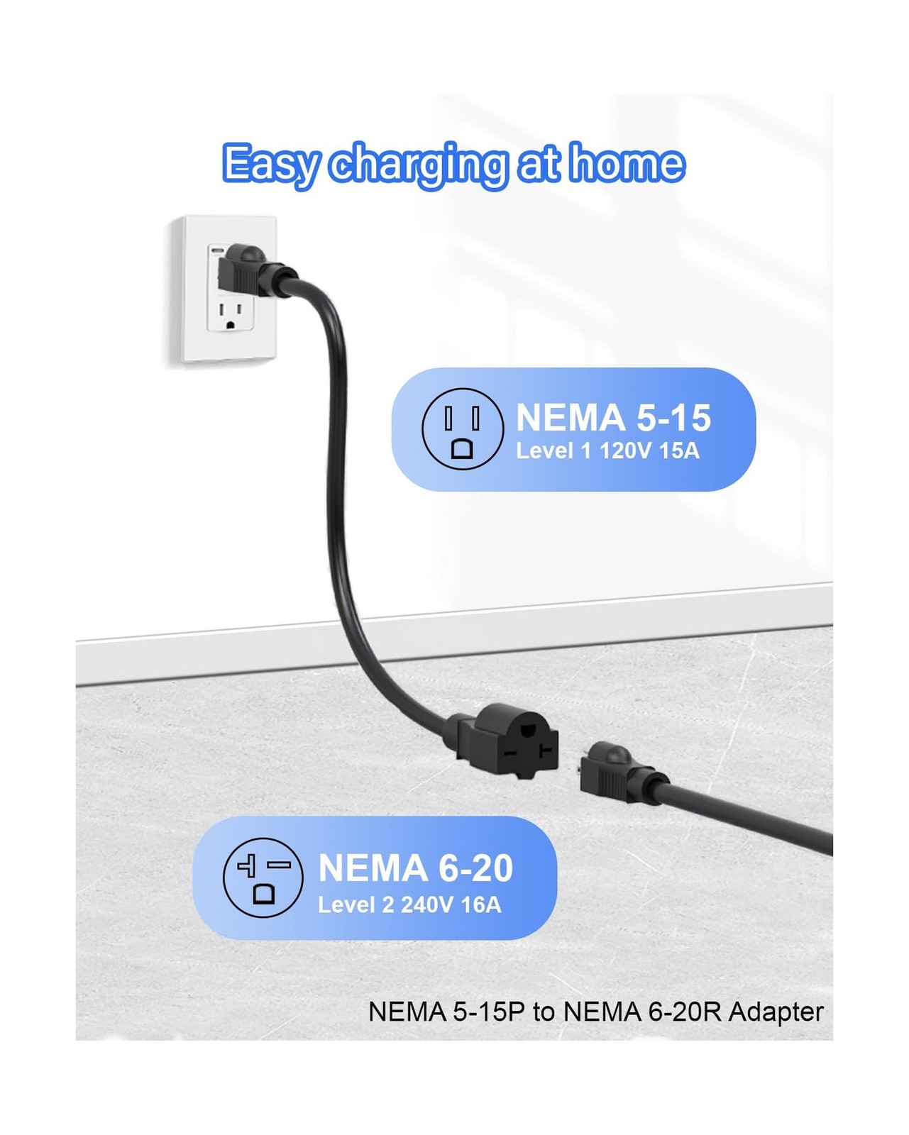 Level 1/2 EV Tesla Charger,16A 120V/240V Tesla Home Charging Station, 21FT Ca...
