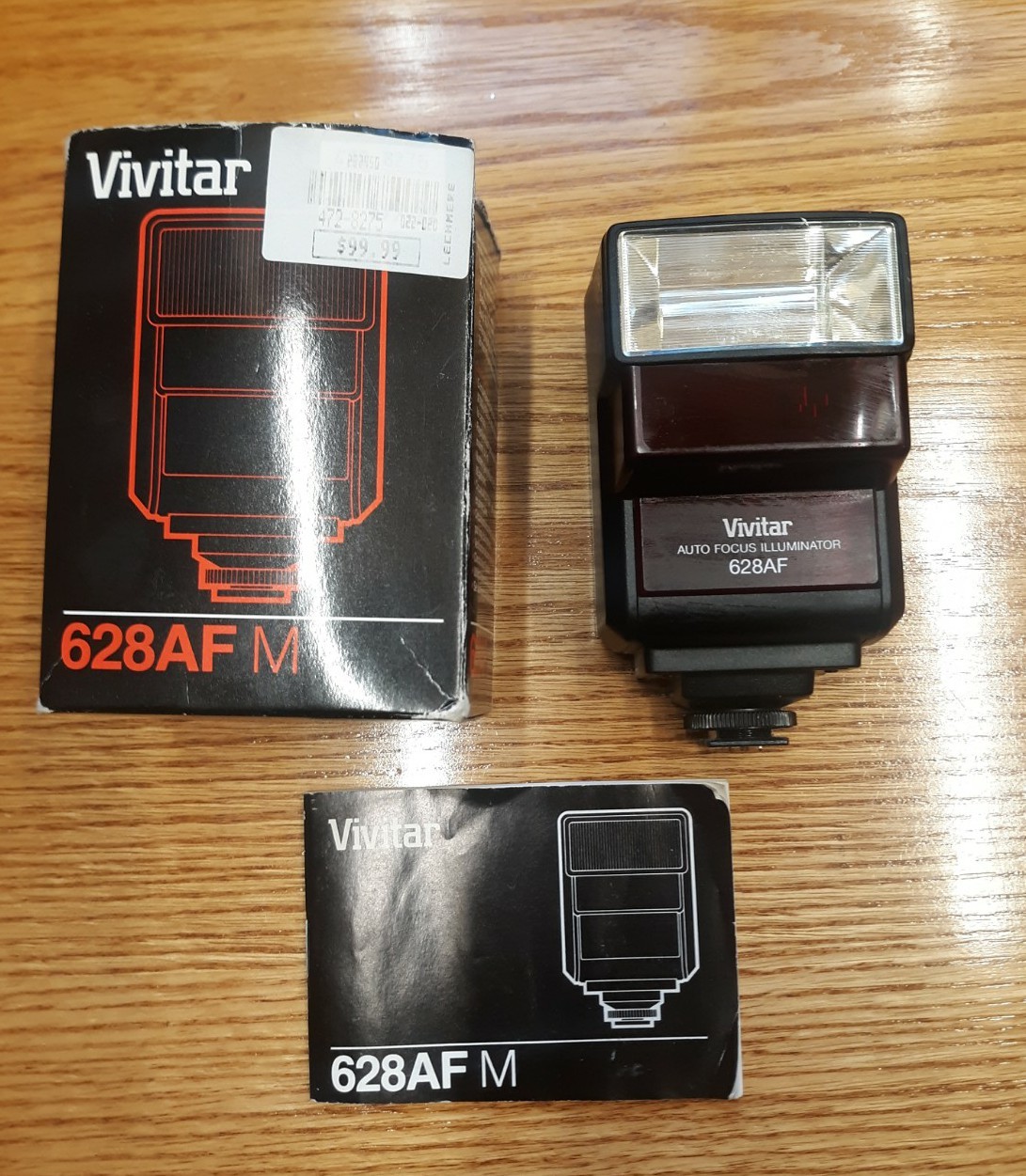 Vivitar Auto Focus Illuminator Flash With Box And Manual Untested Clean 628AF M