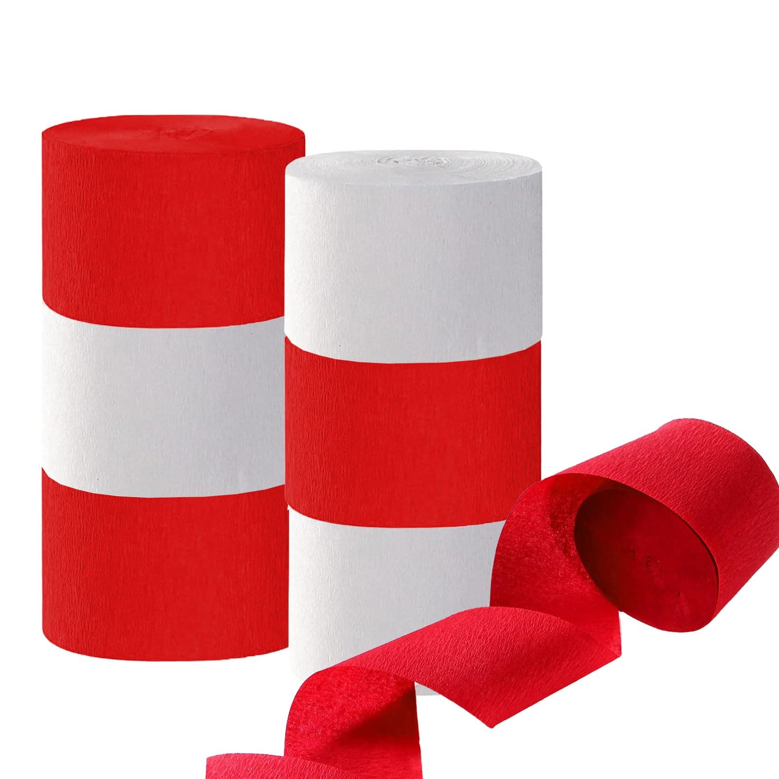 Red White Crepe Paper Streamers Valentine Birthday Party Decor 6 PCS