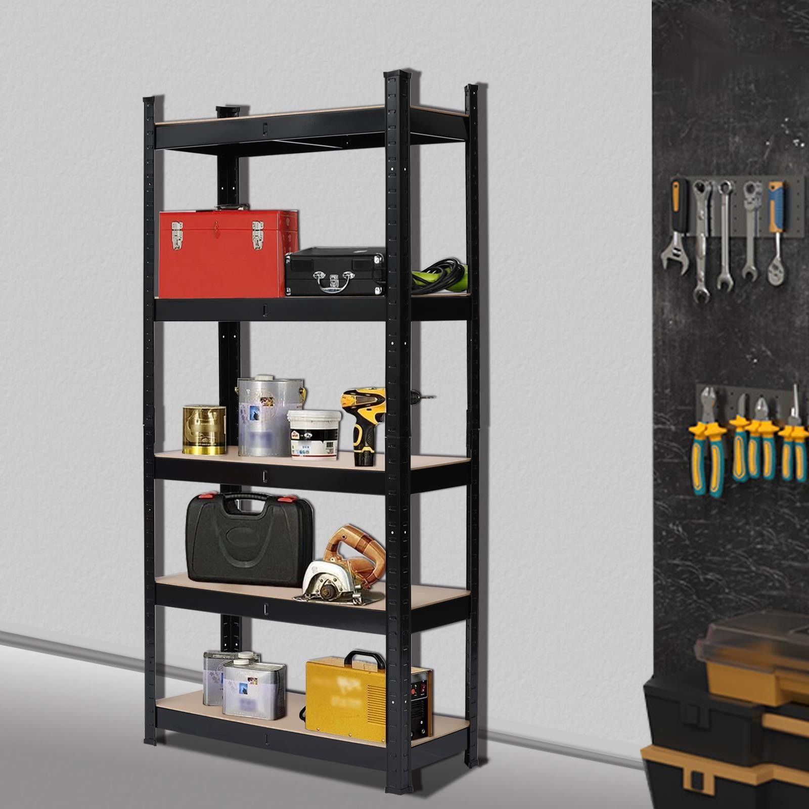 5 Shelf Metal Adjustable Garage Shelves Storage Shelving for Garage Warehouse