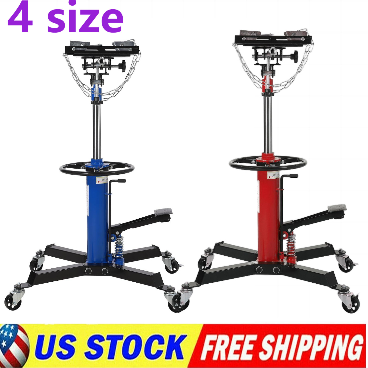 🔝1100-1322 LBS 2 Stage Hydraulic Transmission Jack w/360°Swivel Wheel Lift Hois
