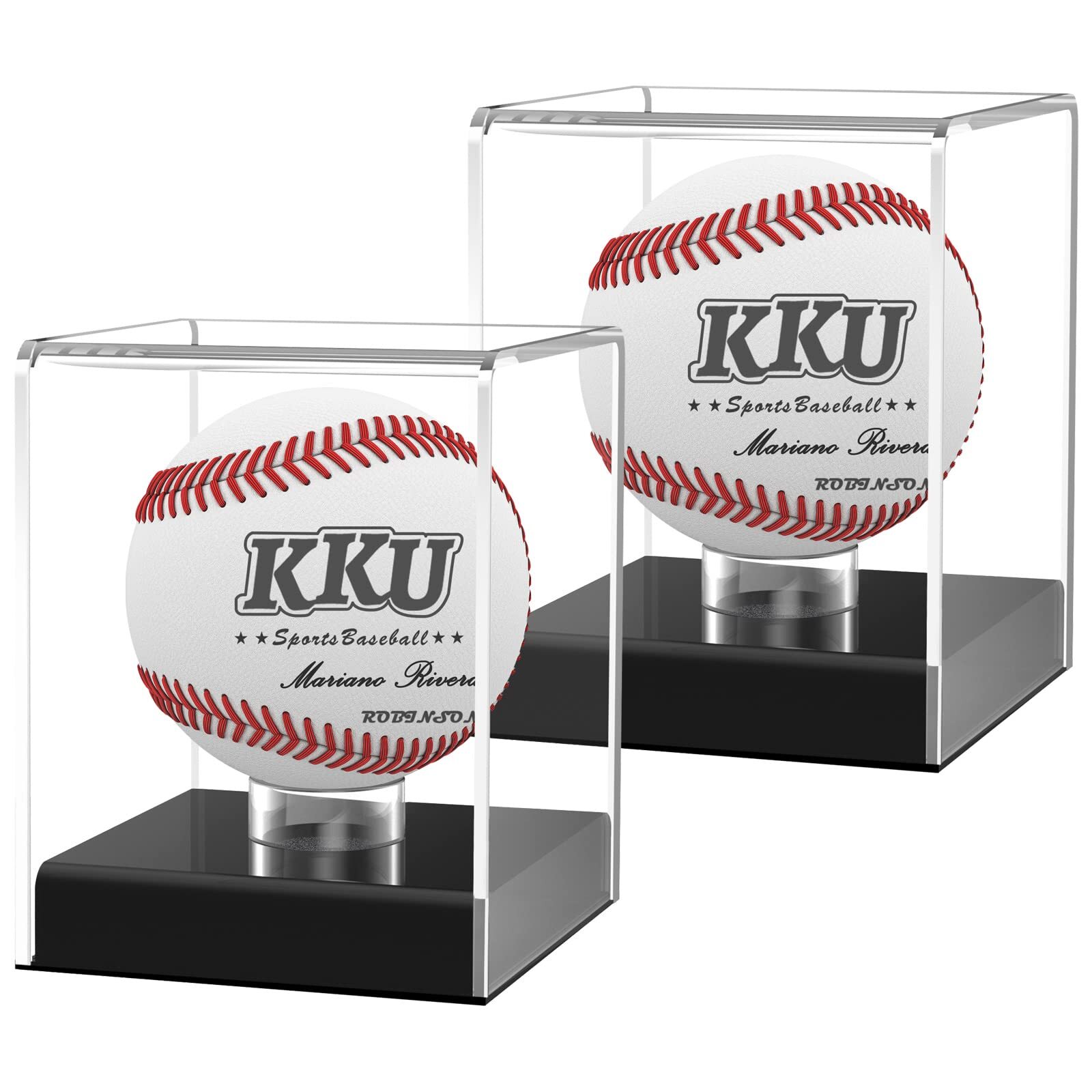 2-Pack Baseball Display Case UV Protected Acrylic Cube for Memorabilia