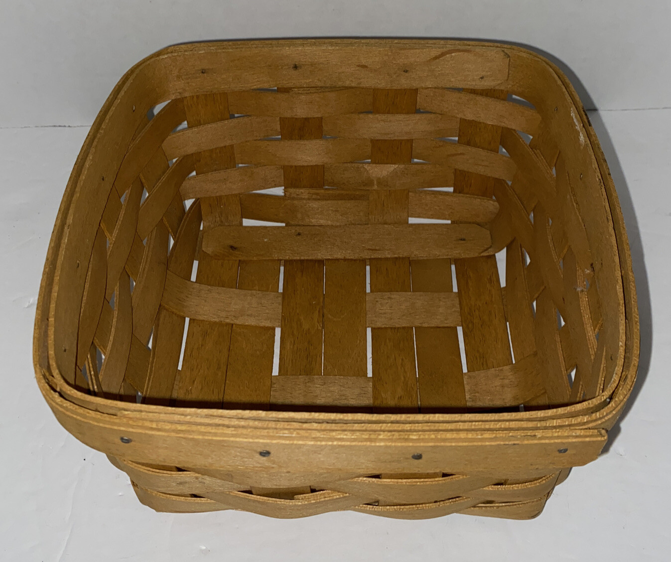 Longaberger Anything Basket 2008 Square 7" X7” X 4" Hardwood Handwoven