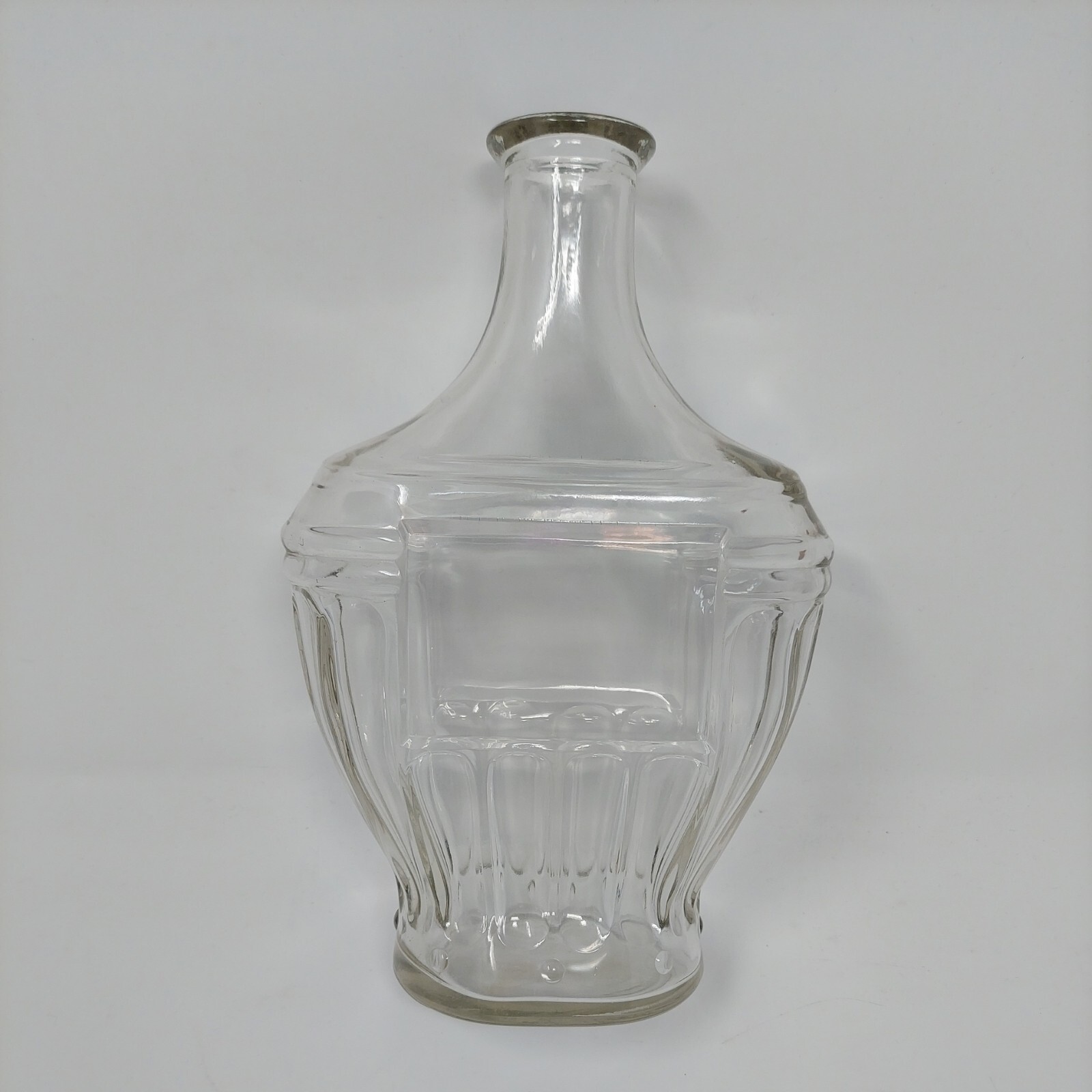 Prohibition Era Glass Bourbon Liquor Clear Glass Decanter Bottle - No Stopper