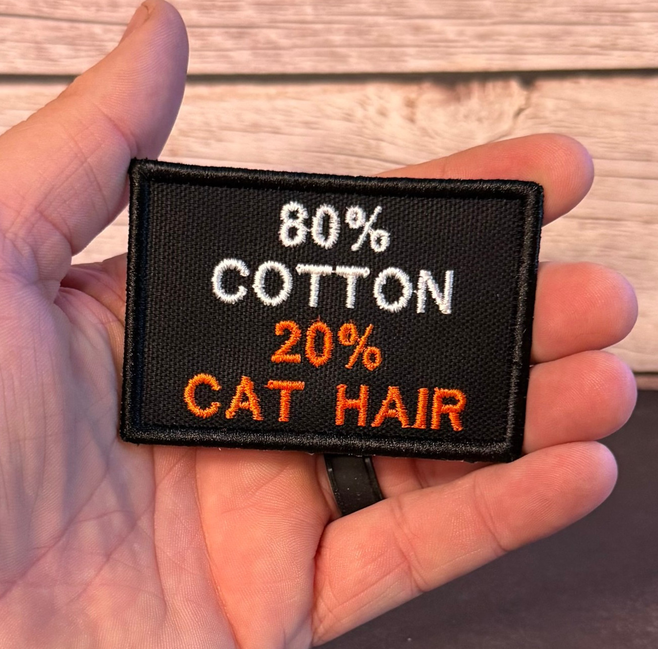80% Cotton 20% Cat Hair Funny Morale Patch, 2x3" | VELCRO® Brand Hook Fastener
