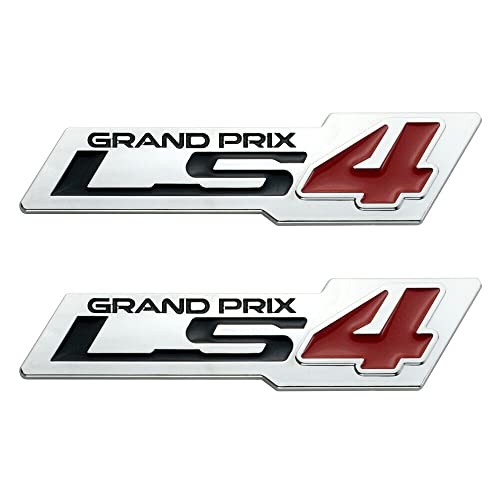 Pair Set ZR1 Style LS4 Grand Prix Emblem 3D Fender Badge Chrome Red Black