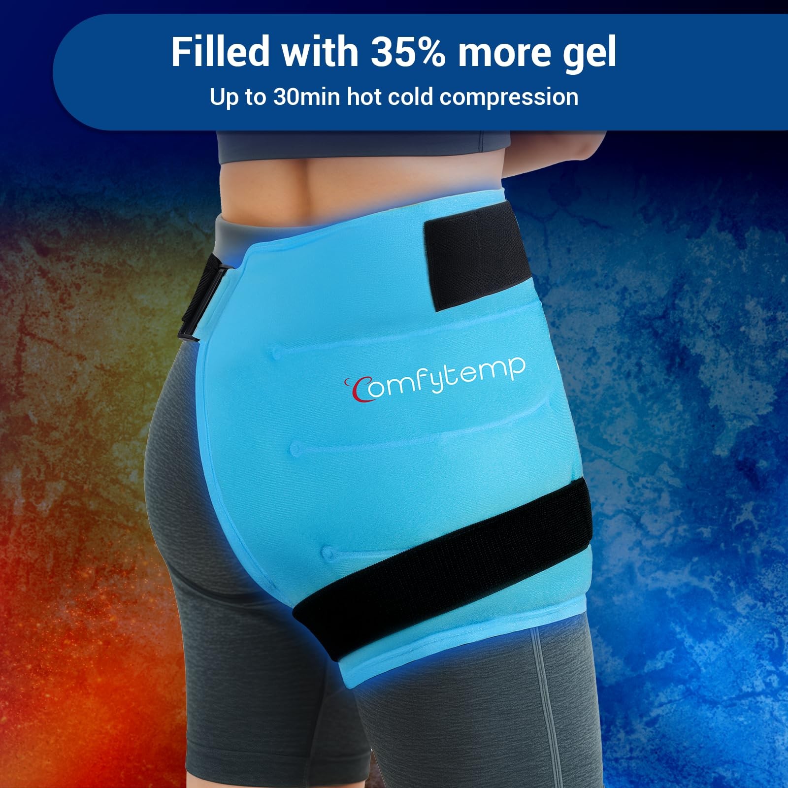 Hip Ice Pack Wrap for Hip Pain Relief, Sciatica, Blue S/M