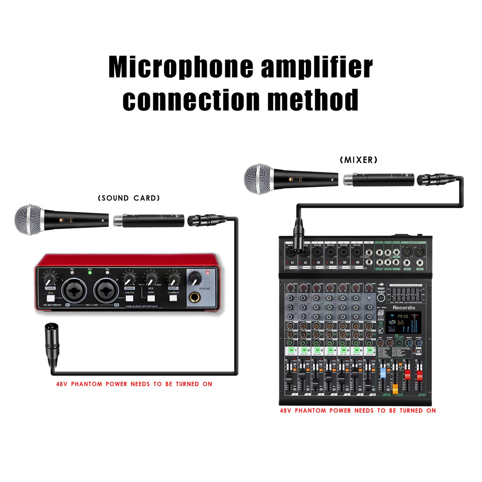 Black Inline Microphone Preamp Lossless Amplification Dynamic Active Inline WT