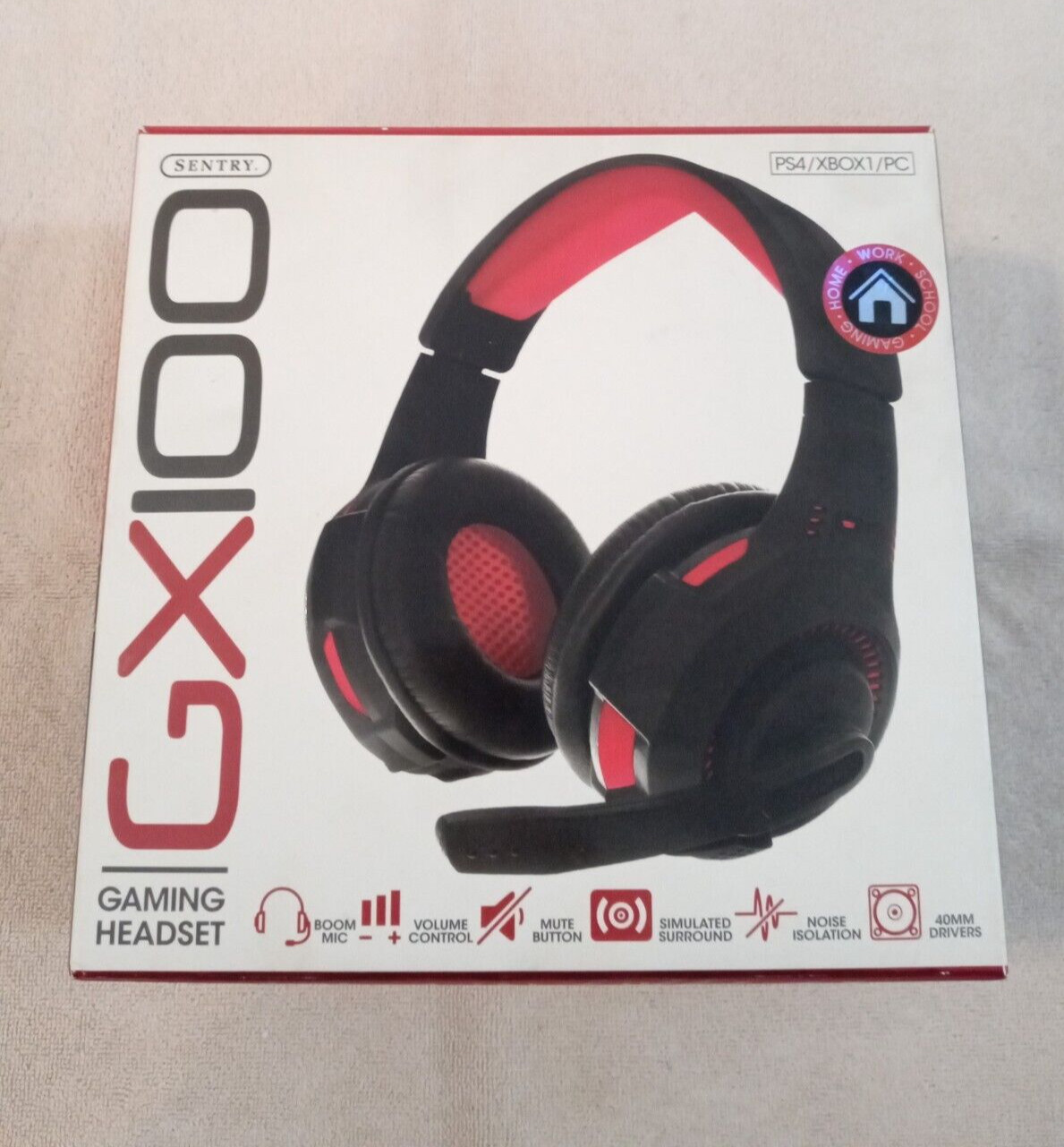 GX100 Sentry boom mic gaming headset PS4/XBOX1/PC red & black - NIB