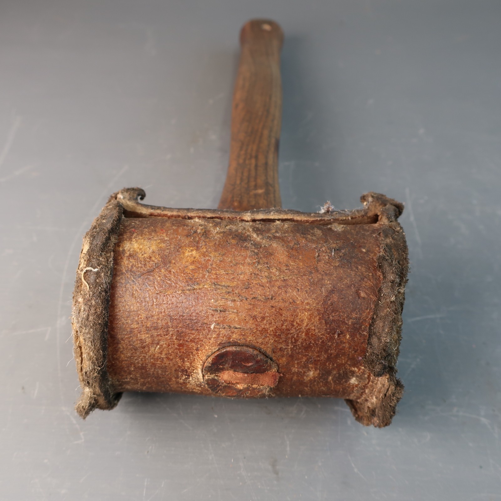 Vintage Rolled Rawhide Mallet with Wooden Handle
