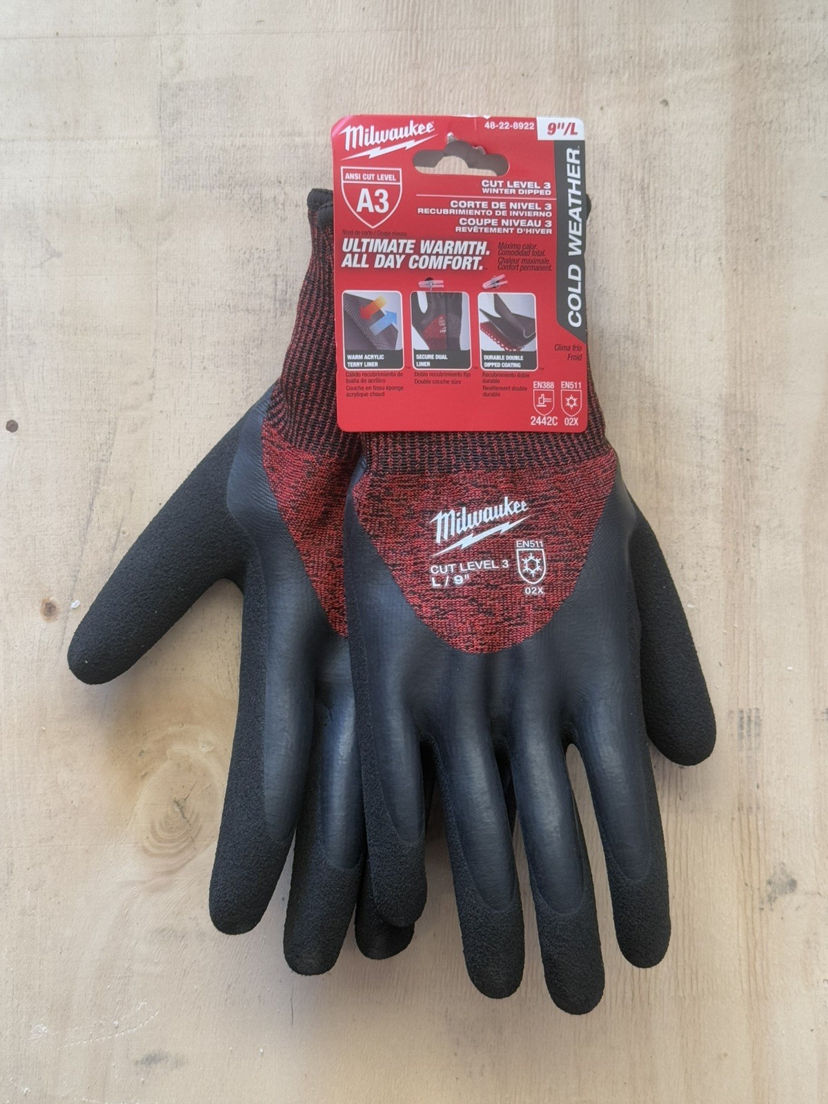 Milwaukee 48-22-8922 ANSI Cut Level 3 Winter Insulated Work Gloves - L Base