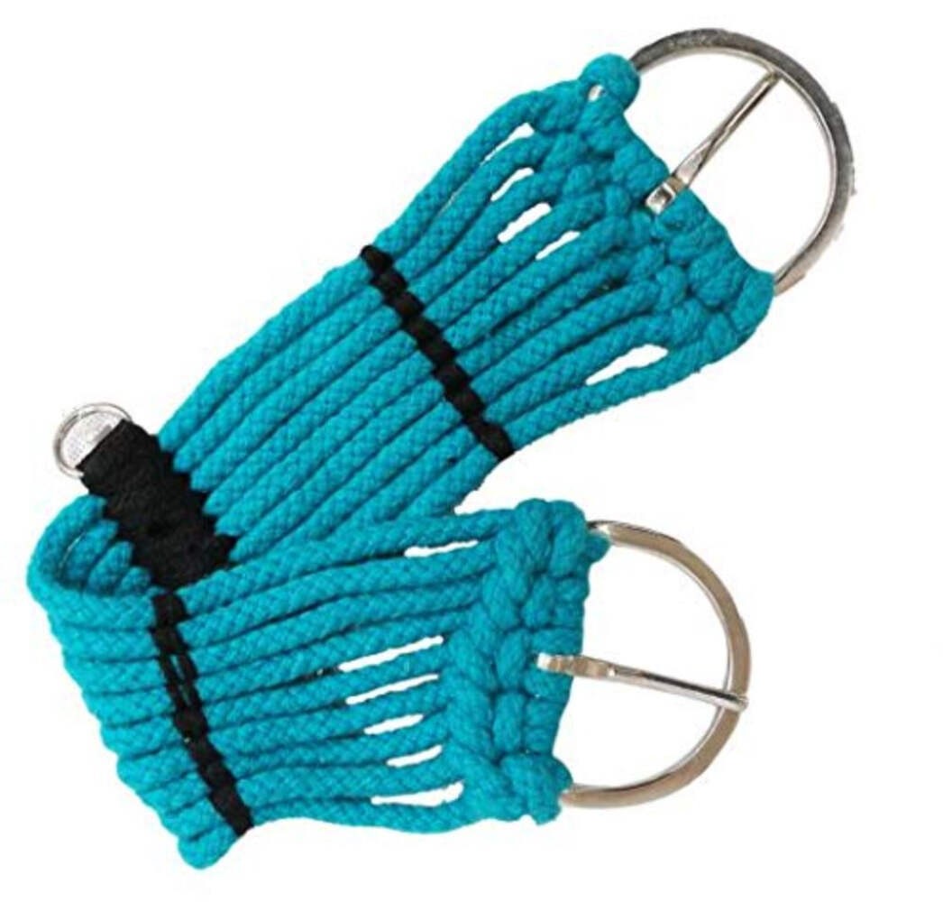 Pony / Mini horse Teal 9 STRAND WESTERN BRAIDED ROPE CINCH w/ Center D rings