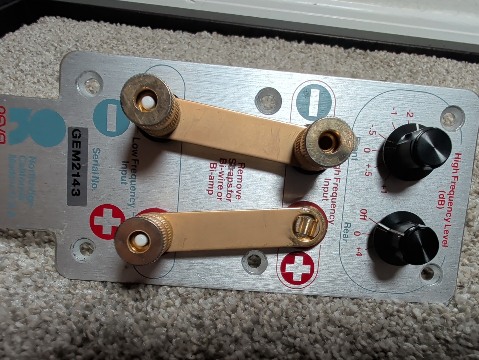 Revel Ultima Gem binding posts terminals frequency knobs and gold plated biamp
