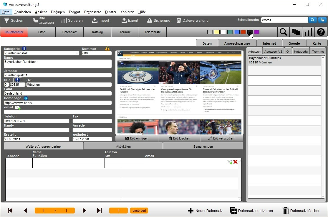 DIGeS Adressverwaltung 3 - Software Programm zum Verwalten von Adressen